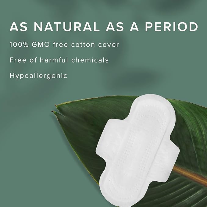 Veeda Natural Cotton Day Pads for Women - Heavy Flow Absorbent Ultra-Thin Feminine Pad with Wings - Hypoallergenic Period pads - Unscented & Chlorine free Sanitary Napkins - 28 Count