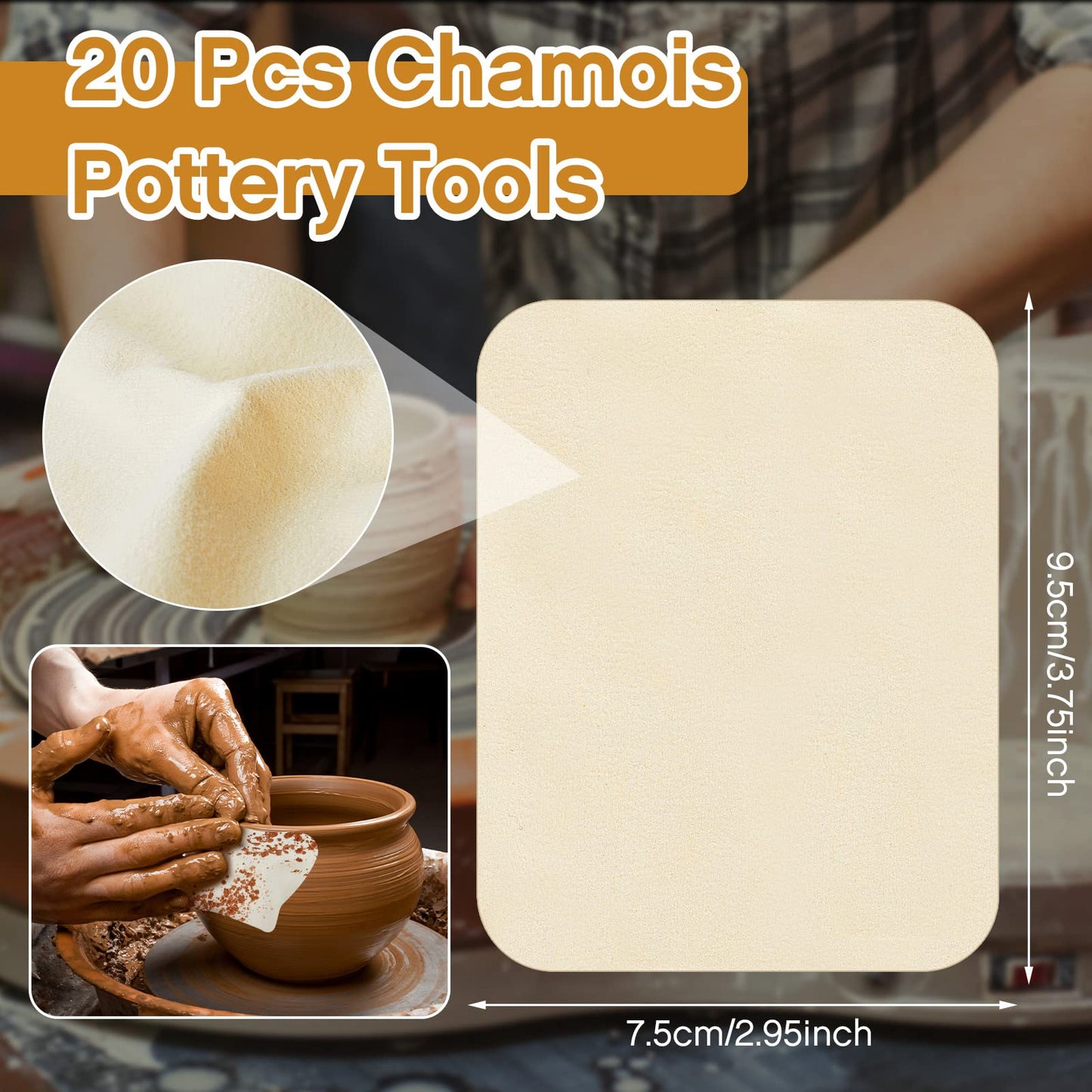 Amylove 27 Pcs Pottery Trimming Tools Set Pottery Ribs Ceramics Tools Foot Shaper with 20 Pcs Pre-Cut Chamois Cloth Wood Foot Rib for Carving Clay Molds Clay Texture Ceramics Supplies