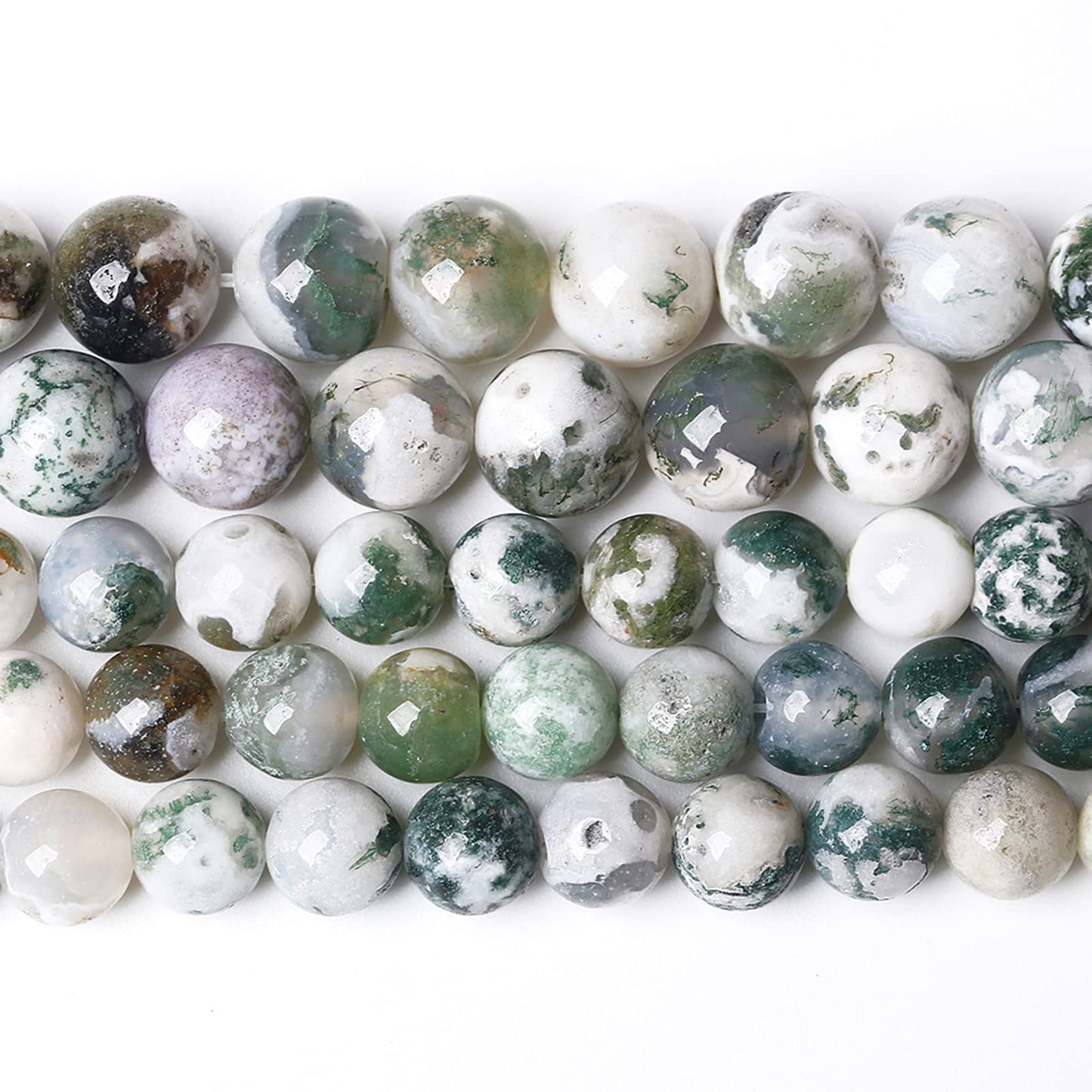 6MM 60PCS Natural Stone Tree Leaf Agate Loose Beads for Jewelry Making DIY Bracelet Necklace