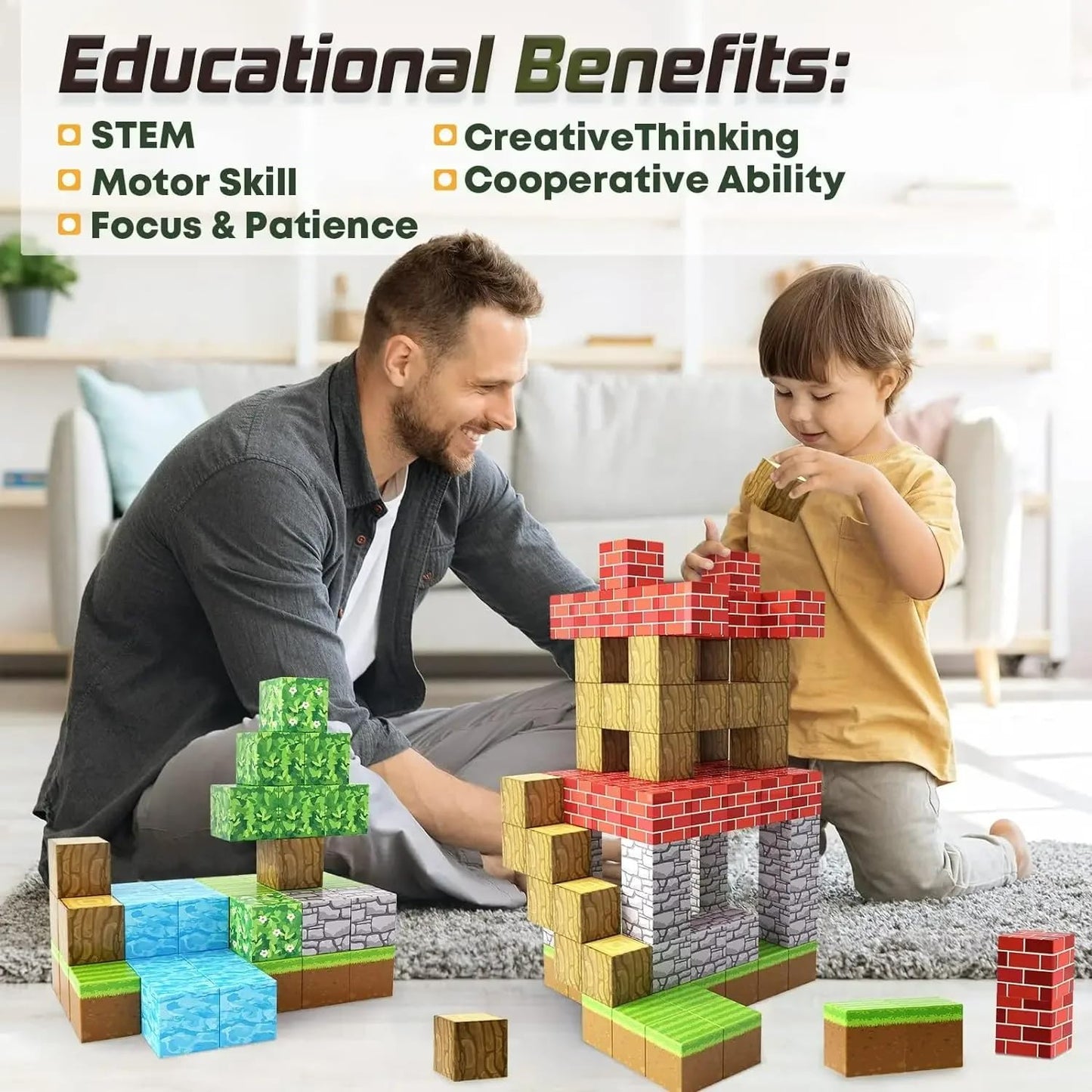ASTRALUNASENTRY Magnetic blocks-100pcs,Building Cube,Size 0.8 inches/2cm, Constructions Toys for Boys & Girls Age 3-4, 5 6 7 8 9 10