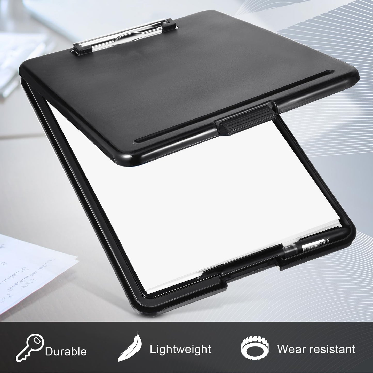 Epakh 12 Pcs Clipboard with Storage Bulks Plastic Storage Foldable Nursing Clipboard with Low Profile Clip for Student Teacher Nurse Employee, 9.5 x 13.5 Inch