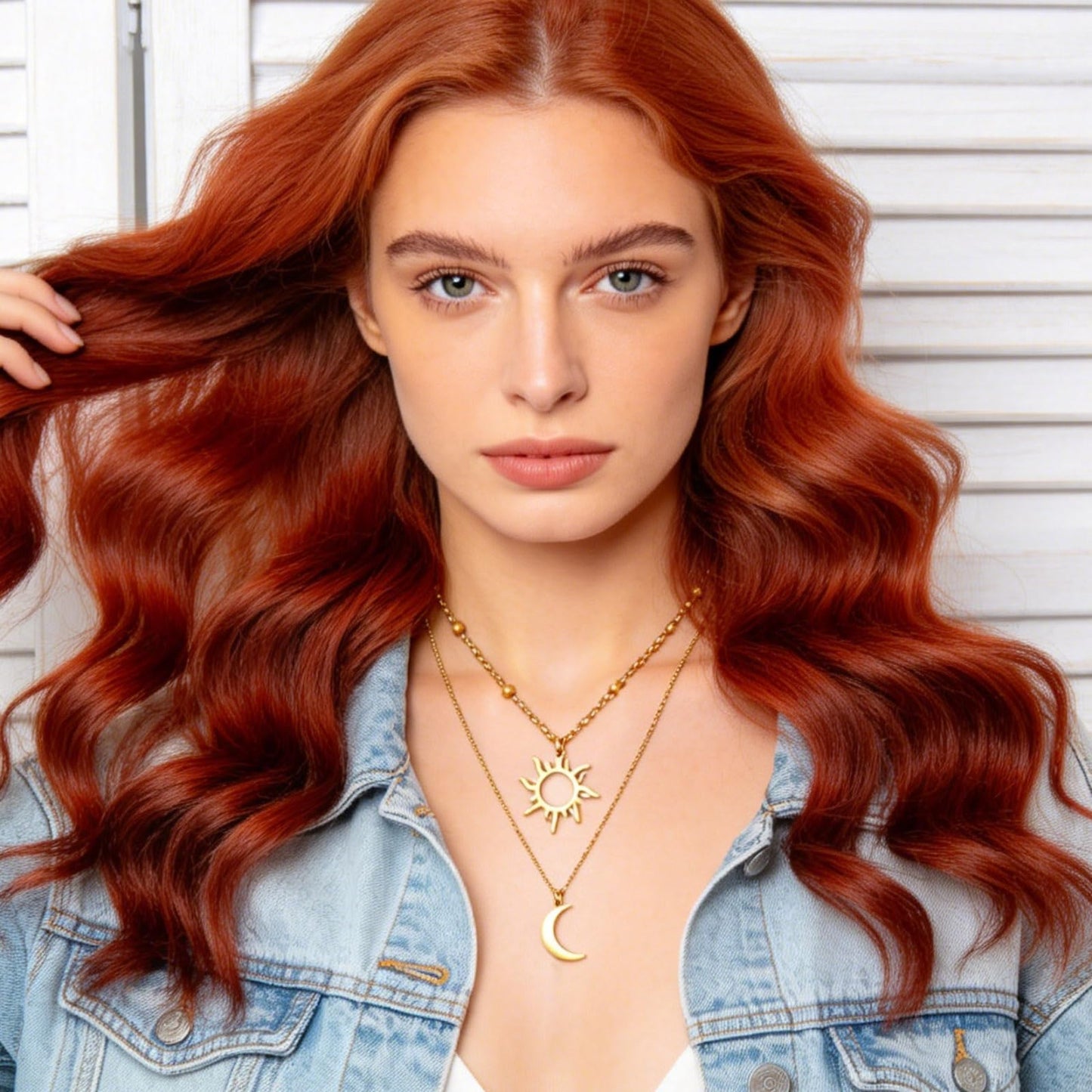 MAIKERDER Sun and Moon Necklace, 14k Gold Plated Dainty Crescent Moon Samll Sun Solar Pendant Necklaces Layered Necklace for Women