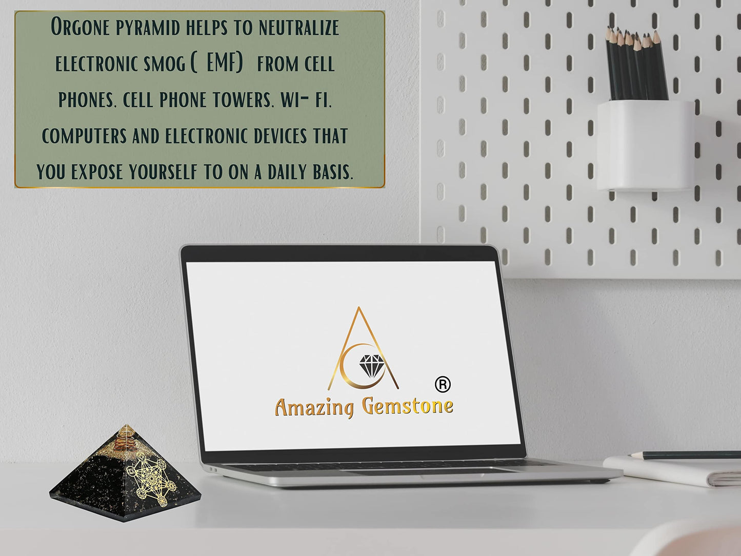 Amazing Gemstone Large Black Tourmaline Orgone Pyramid Crystal, Chakra Metatron Orgonite Pyramid - Positive Energy Healing