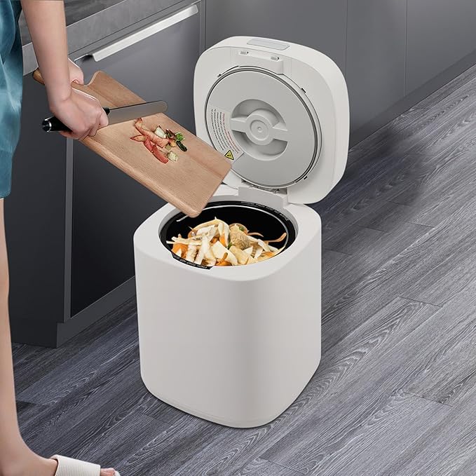 Electric Waste Kitchen Composter, 2.5L Foodcycler Eco-Friendly Electric Kitchen Compost,Three Working Modes Composting Machine for Apartment Countertop for Home (White)