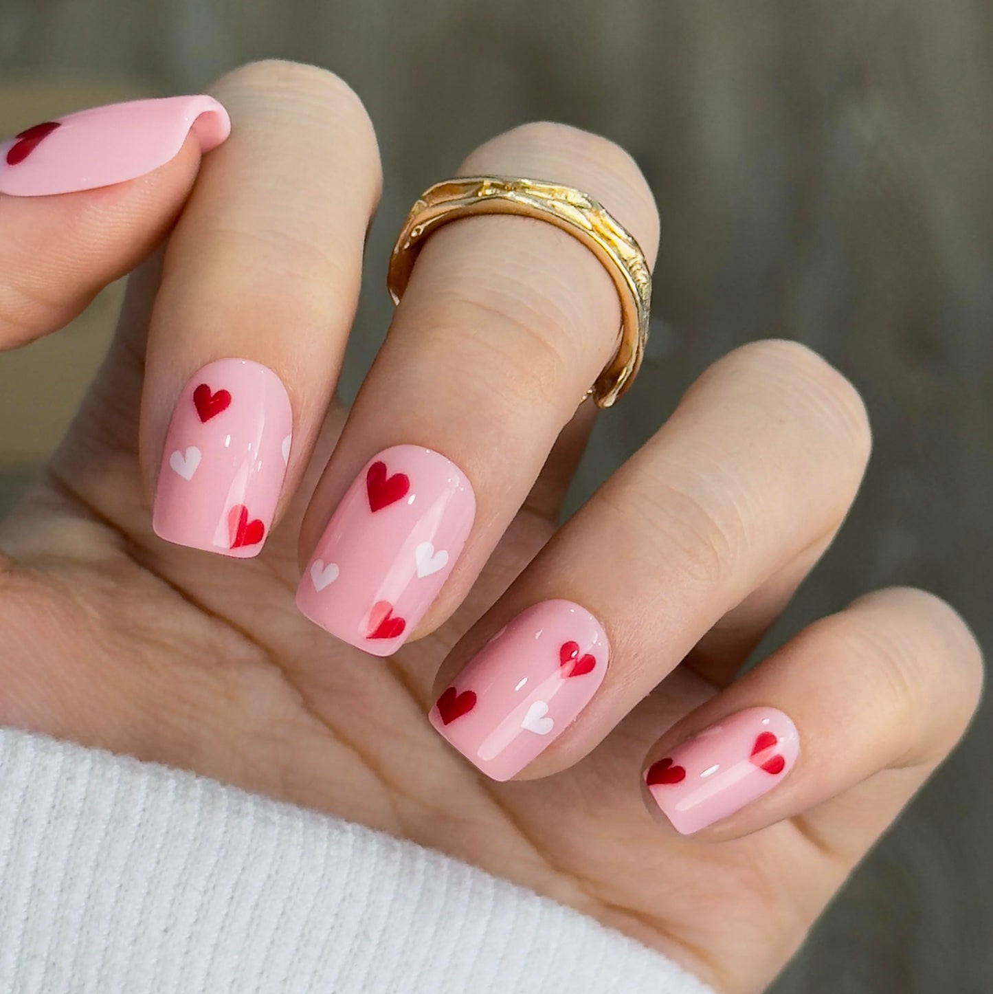 CurvLife Square Press On Nails Medium – 30Pcs Soft Gel Cupid Touch Valentine's Day Fake Nails, Reusable Glue On Nail Kit with Adhesive Tabs, Natural Fit & Salon-Quality for Women & Girls