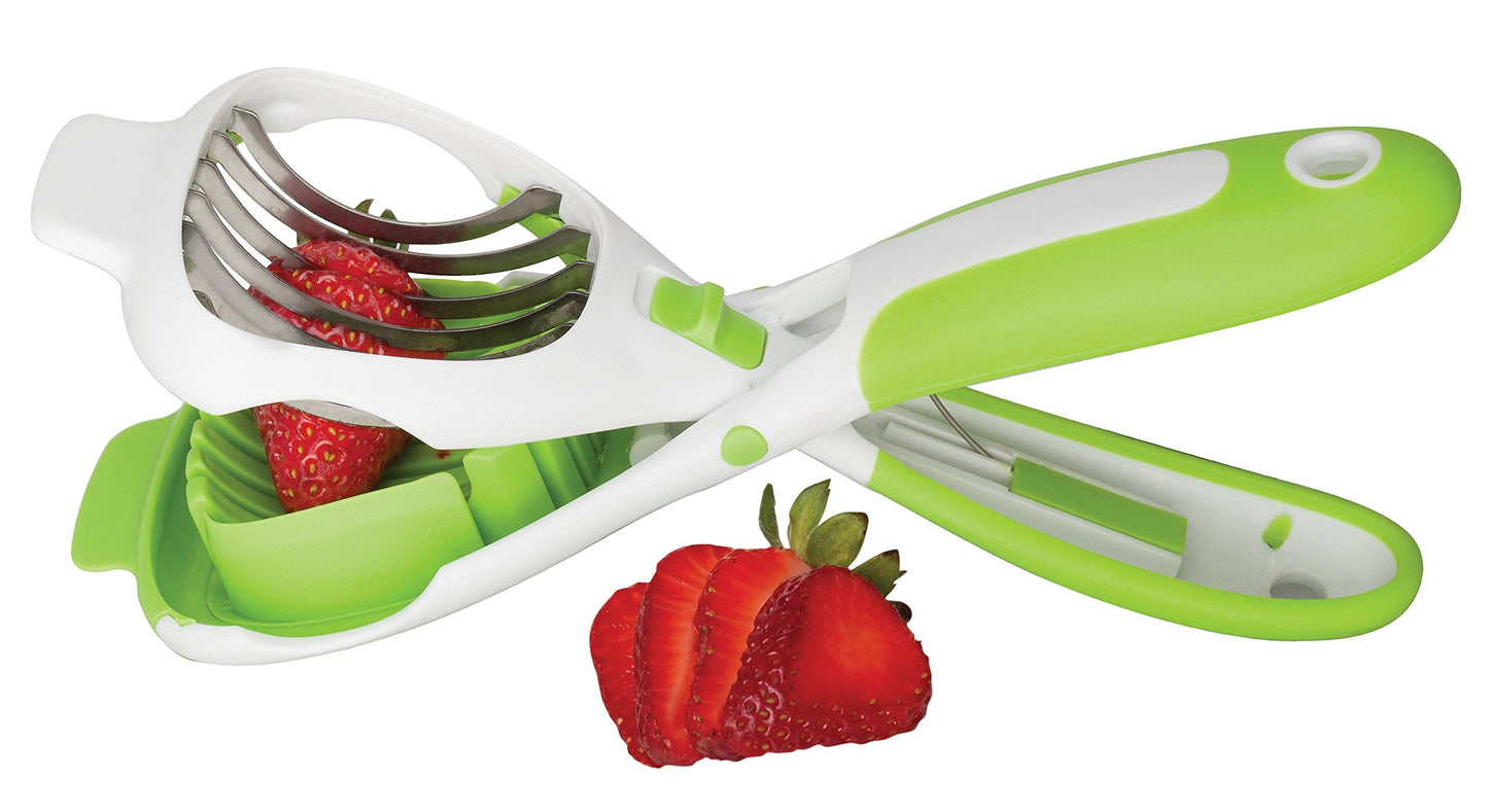 HIC Kitchen Handy Dandy Slicer For Eggs, Fruit, Mushrooms, Stainless Steel Blades, Non-Slip Grip, Spring-Loaded Action