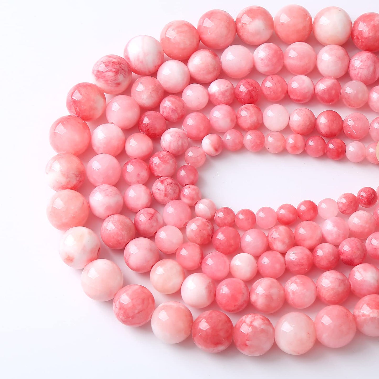 60pcs 6mm Natural Pink White Persian Jade Gemstone Beads Round Loose Spacer Beads for Jewelry Making DIY Bracelets Necklaces 15" (Pink Persian Jade, 6mm)