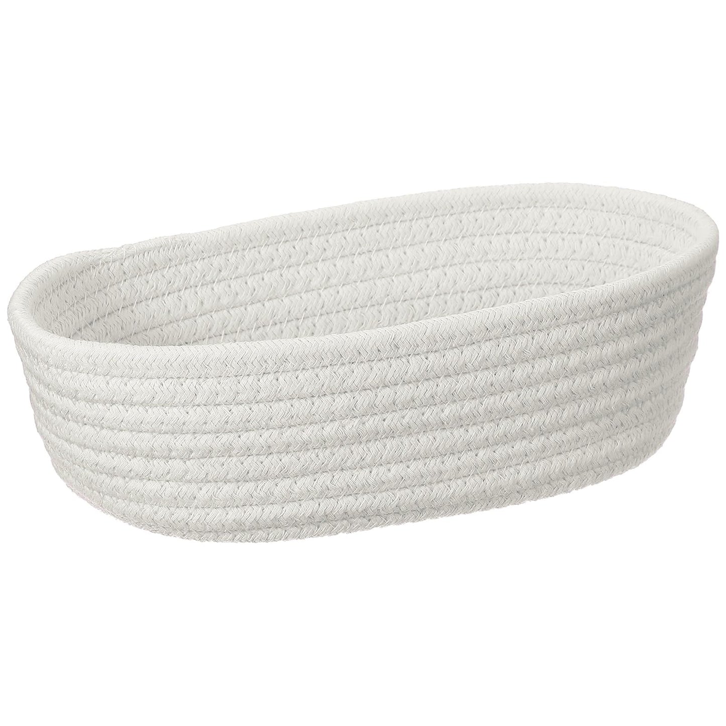 uxcell White Small Cotton Rope Woven Storage Basket, Shelf Closet Storage Gift Woven Baskets Cute Nursery Box Bin Decor Organization Bin for Home Supply, Oval, 10.3x3.2
