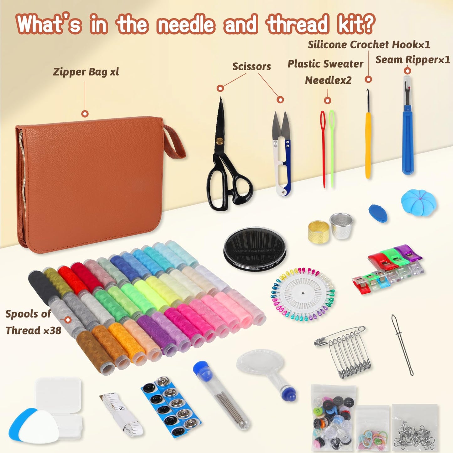 Large Sewing Kit for Adults Beginners, 241 PCS Portable Sewing Set, Premium Needle and Thread Kit Basic Travel Sewing Repair Kit for Home Dorm College Christmas Gifts for Mom Grandma