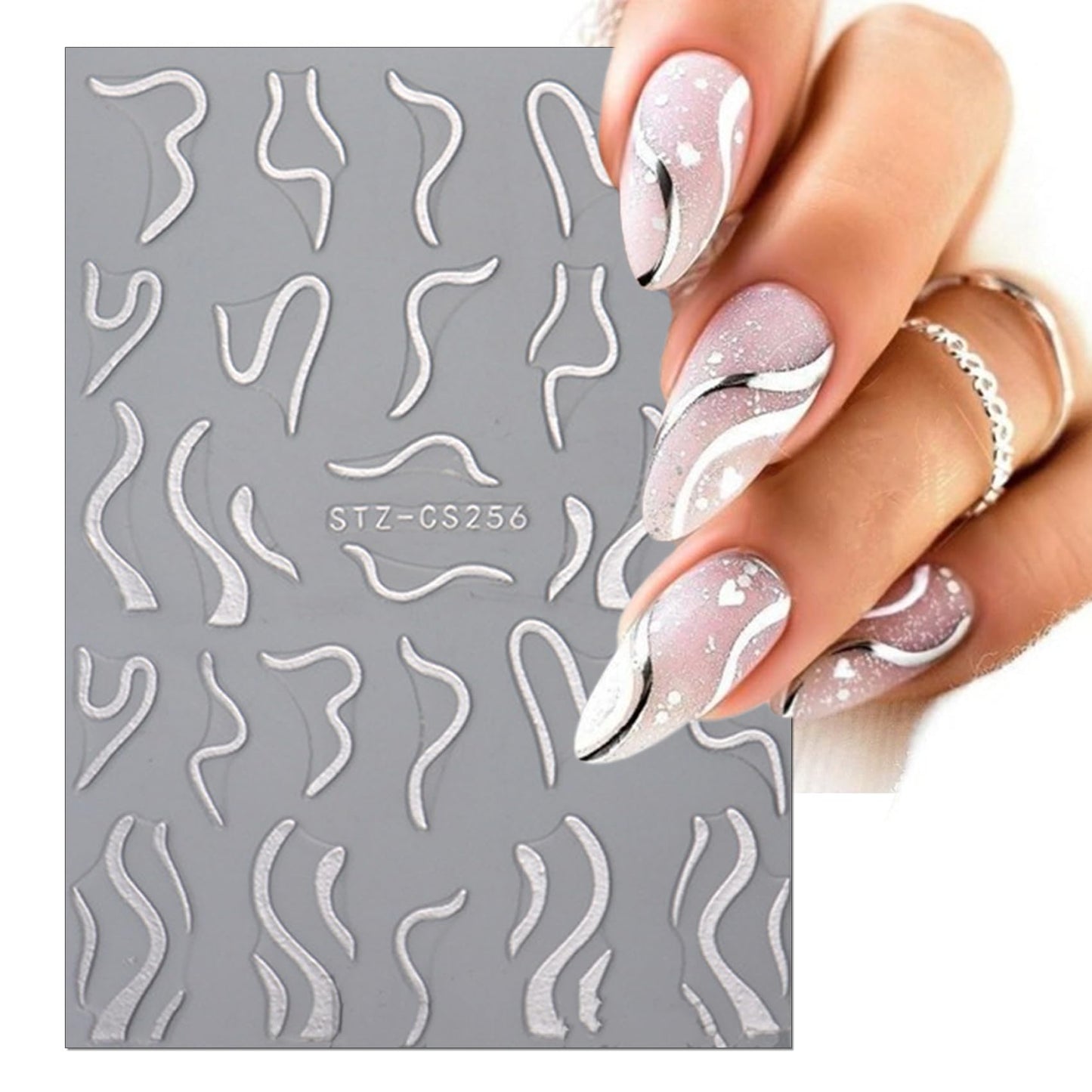 TailaiMei 6 Sheets Golden Line Nail Stickers, 3D Design Self-Adhesive Nail Art Decals for DIY Nail Decorations (502)