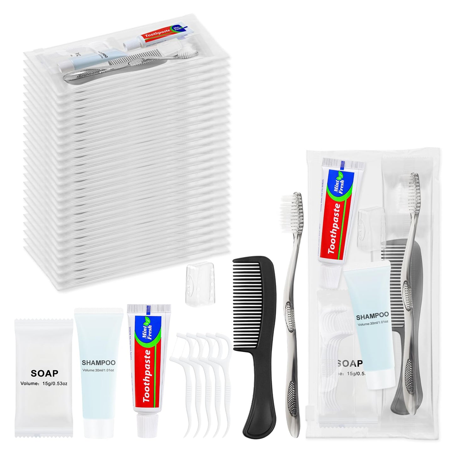 Lomgwumy Hygiene Kit, Personal Hygiene Kit Comes with Individually Packaged Items. Travel Toothbrush Kit Suitable for Travel, Hotels, Camping, and Home Use (25-Pack)