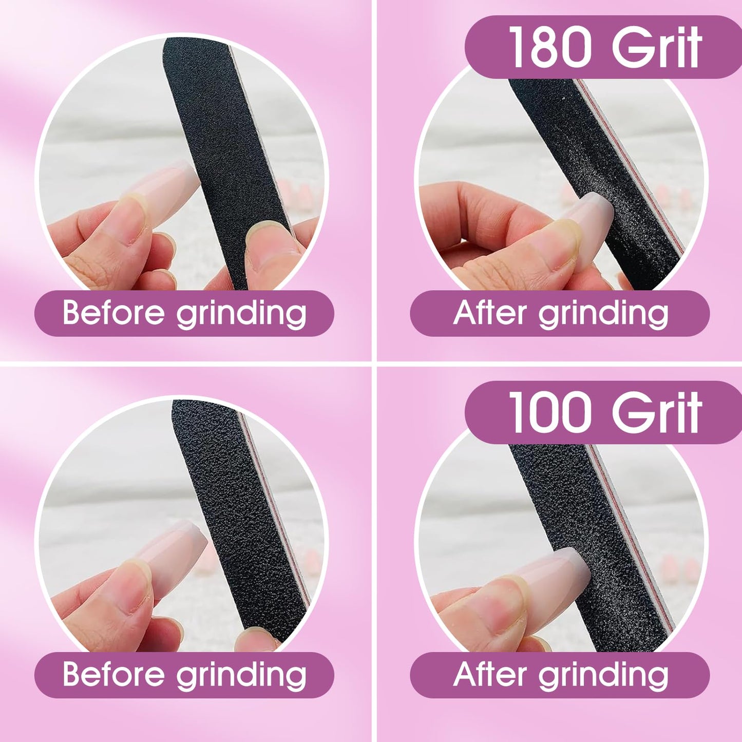 10 PCS Professional Nail Files, Double Sided 100/180 Grit Emery Boards for Acrylic Nails, Manicure, Pedicure, Nail Shaping and Buffing Tools – Black