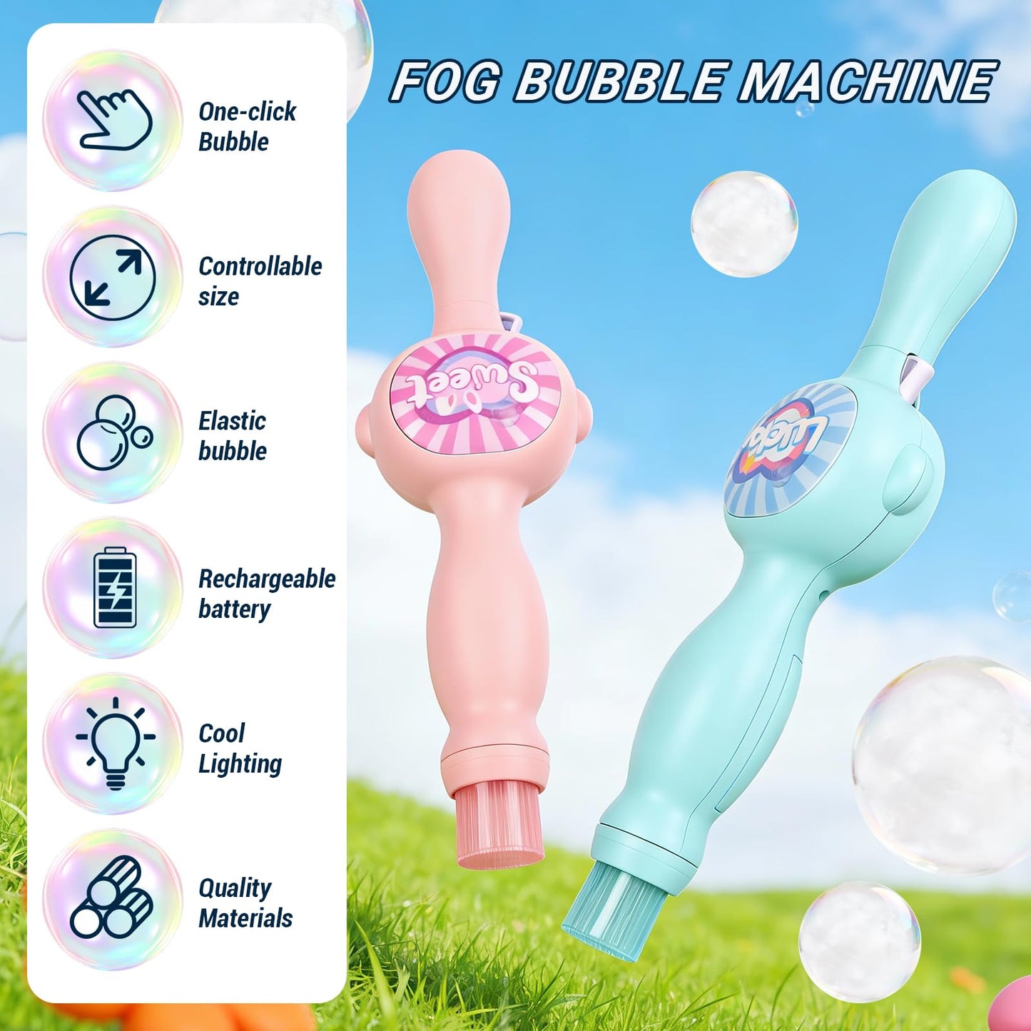 Elastic Bubble Fog Wand,Fog Bubble Machine,Bubble Machine,Fun Science Experiments, Kids Toys, Parent-Child Interaction(Blue)