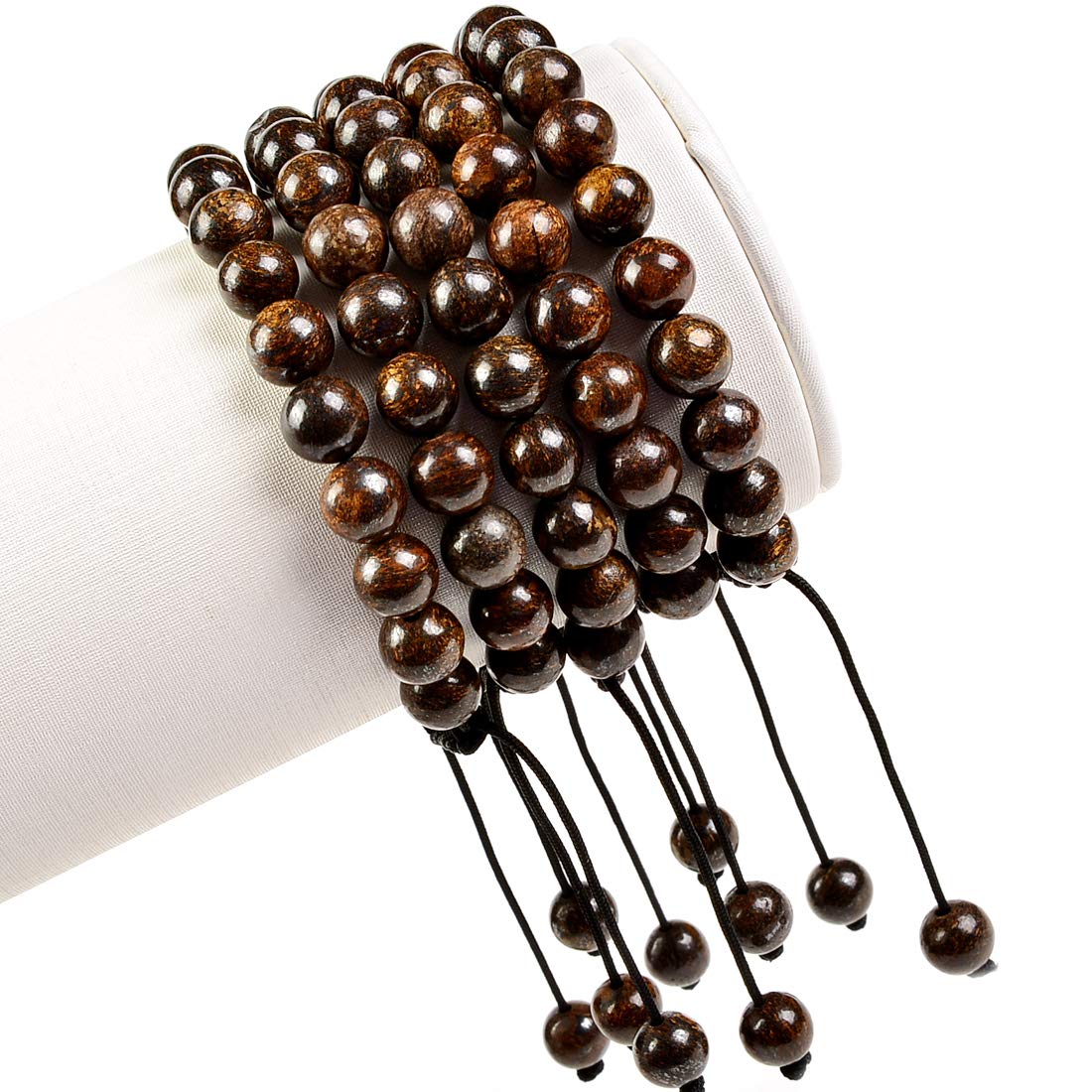 MASSIVE BEADS Natural Healing Power Gemstone Crystal Beads Unisex Adjustable Macrame Bracelets 8mm (Bronzite, 8mm)