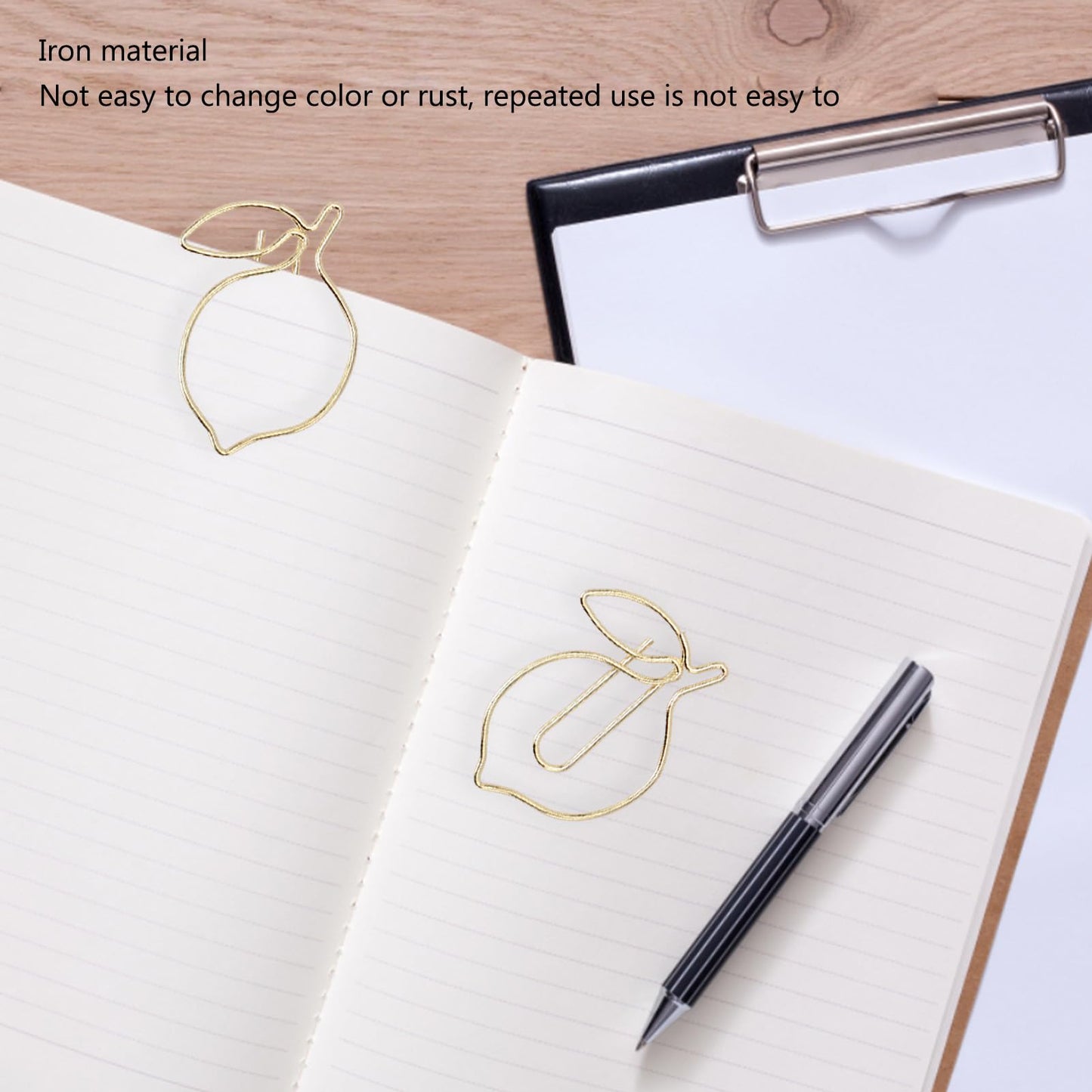 Lemon Shaped Paper Clips, 100PCS Metal Office Supplies for Home School Desk Organizers, Decorative Bookmarks Planner Clips for Clipboards Notebooks Books