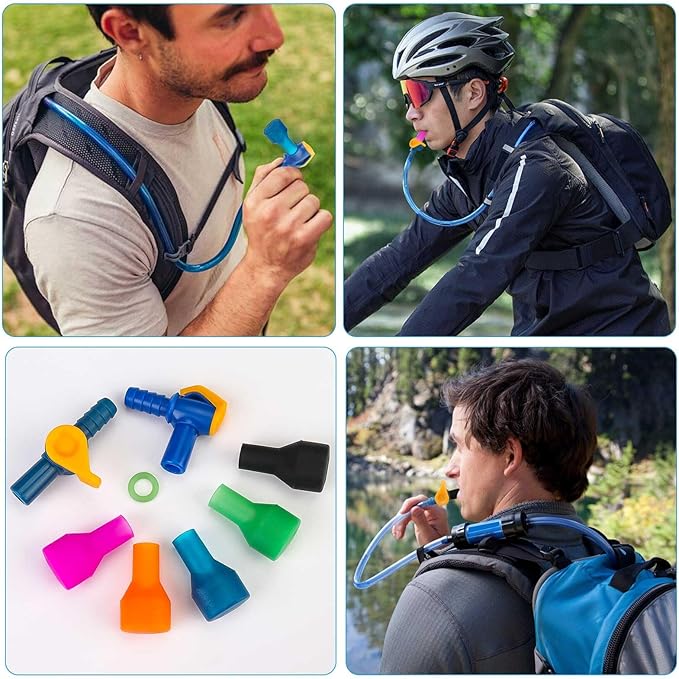 8Pcs Bite Valves Replacement Mouthpieces Set - Compatible with Most Water Bladders and Water Backpacks, Easy to Install Mouthpiece Replacement for Hiking, Biking, Camping Lovers