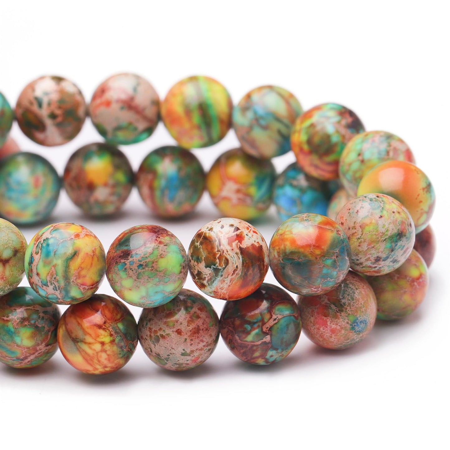 Chicager Natural Stone Beads for Jewelry Making,8mm Orange Imperial Jasper Polished Smooth Round Gemstone Beads for Bracelet Necklace 15 Inch