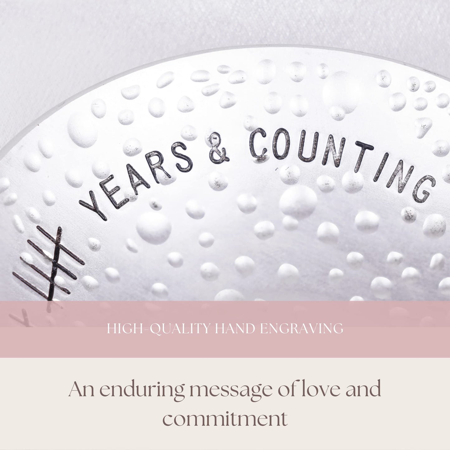 PureRejuva 10th Anniversary Tin Gifts – 4 In., Engraved, Aluminum Wedding Ring Holder Dish & Gift Box – 10 Year Wedding Gift for Him & 10 Year Anniversary for Her Textured Style