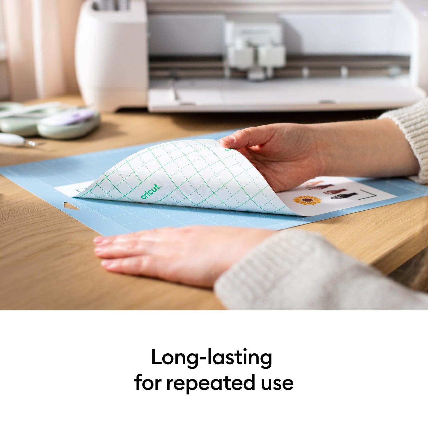 Cricut LightGrip Cutting Mats 12in x 12in, Reusable Cutting Mats for Crafts with Protective Film, Use with Printer Paper, Vellum, Light Cardstock & More for Explore & Maker (3 Count)