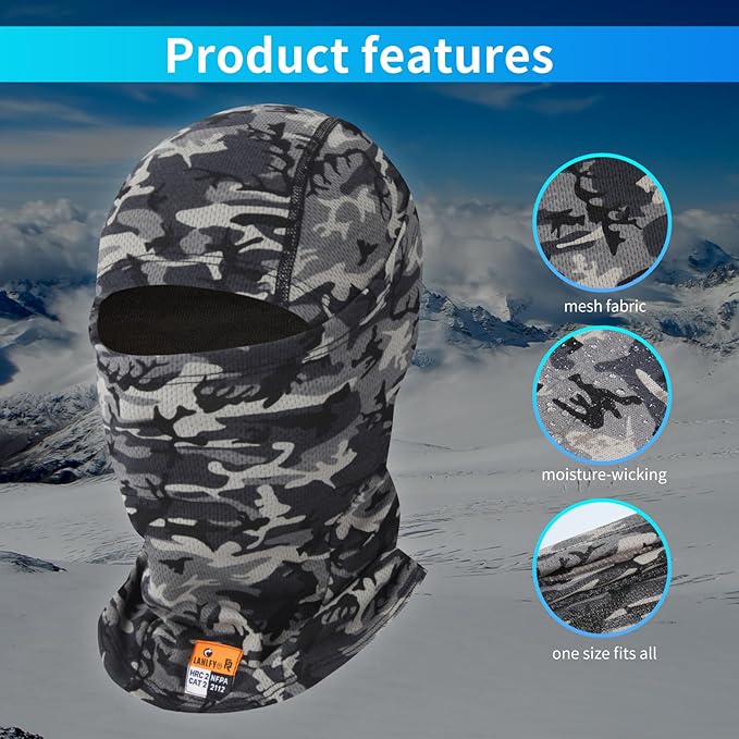 FR Balaclava Summer Face Mask Fireproof for Welding Racing UV Resistant Comfortable All Day Wear Safety Head Cover