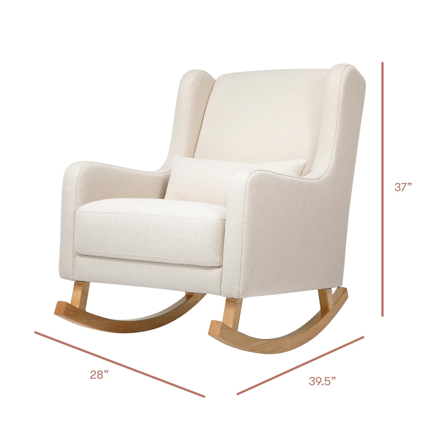 Babyletto Kai Rocker in Performance Natural Eco-Twill with Light Legs, Water Repellent & Stain Resistant, Greenguard Gold and CertiPUR-US Certified