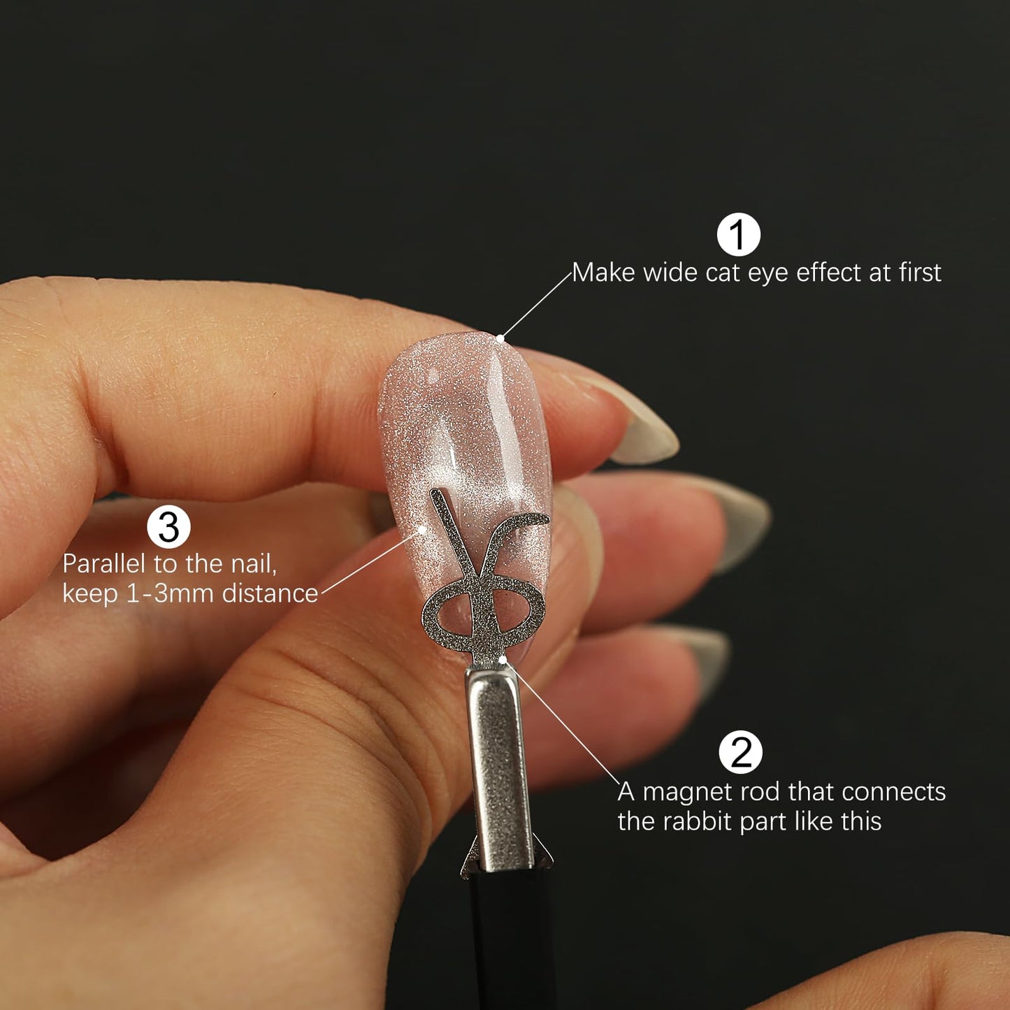 Vnjaoi Cat Eye Magnet + 4-PC Bunny-Shaped Nail Magnet for Cat Eye Nail Art Salon or Home