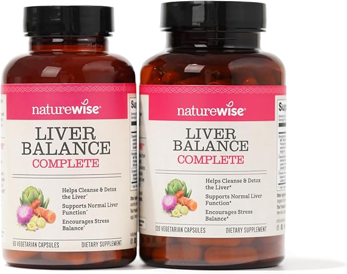 NatureWise Liver Balance Detox Supplement - Triple Repair Formula with Milk Thistle, Dandelion, Turmeric, Artichoke, Reishi Mushroom & Kudzu, Vegan - 60 Capsules[30-Day Supply]