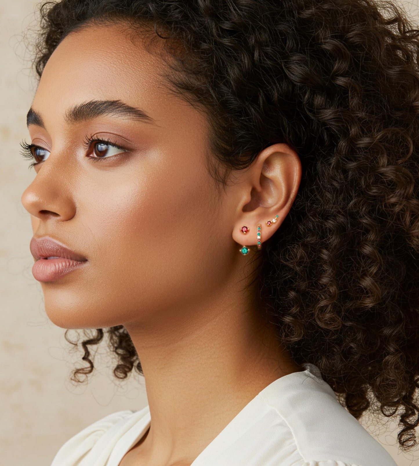 Gold Stud Earrings for Women, 6 Pairs 14K Hypoallergenic Cartilage Earrings for Multiple Piercing, Dainty Small Stackable Gold Hoop Earrings Set