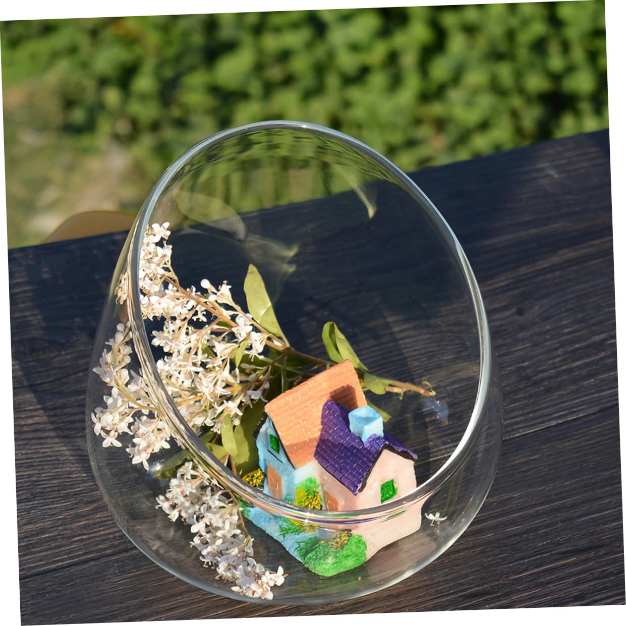Toyvian Succulent Vase 3pcs Slant Cut Glass Ecological Bottles for Desktop Terrarium Plant Decoration