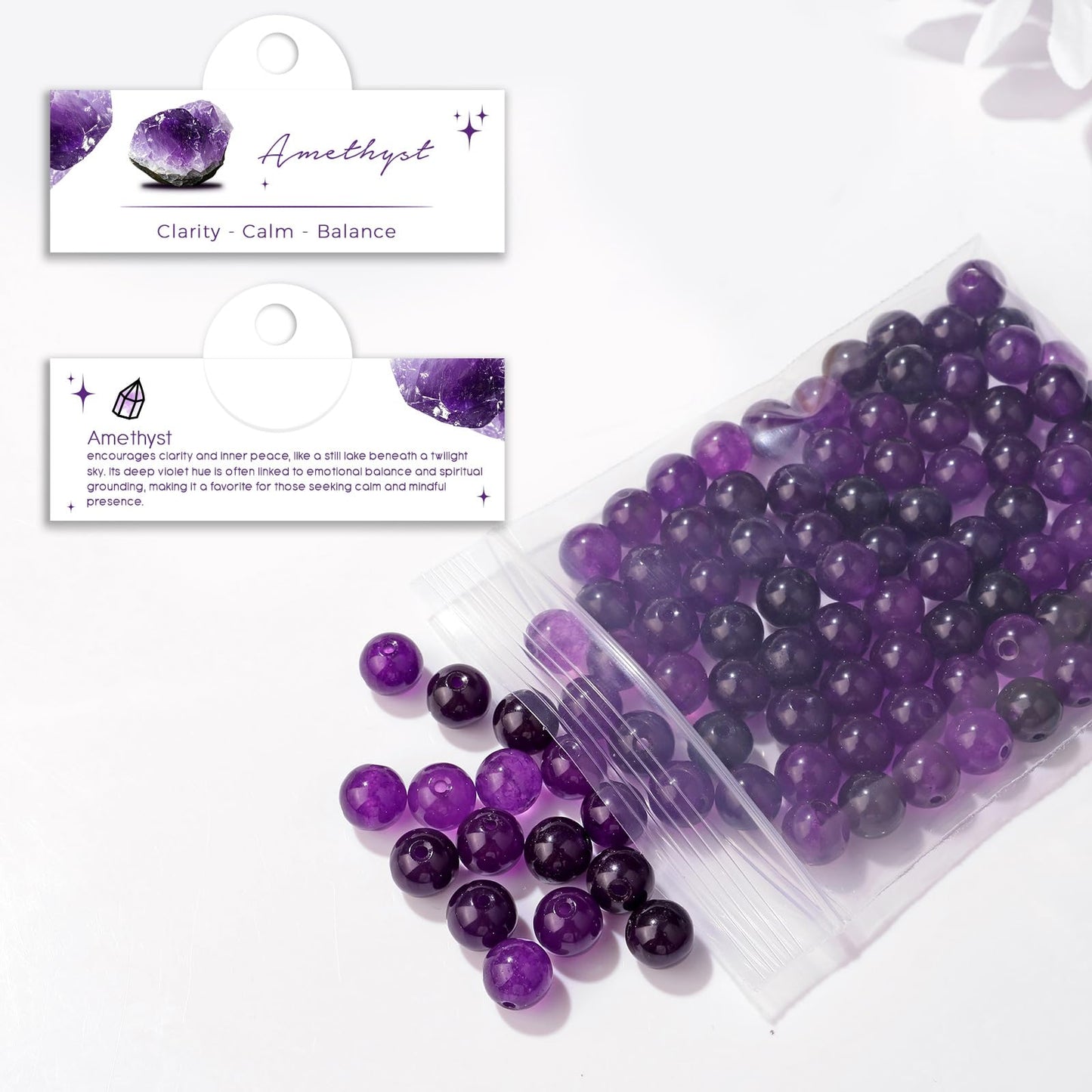 Raicegs 100pcs 8mm Amethyst Beads Natural Gemstone Beads Round Loose Beads for Jewelry Making DIY Bracelets Necklace
