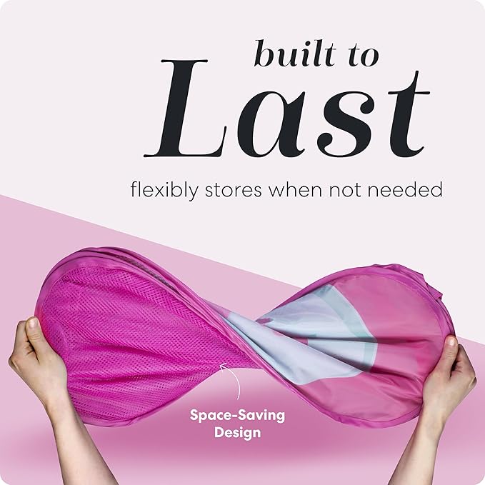 Handy Laundry Collapsible Mesh Pop Up Hamper with Wide Opening and Side Pocket - Breathable, Sturdy, Foldable, and Space-Saving Design for Clothes and Storage (Butterfly)