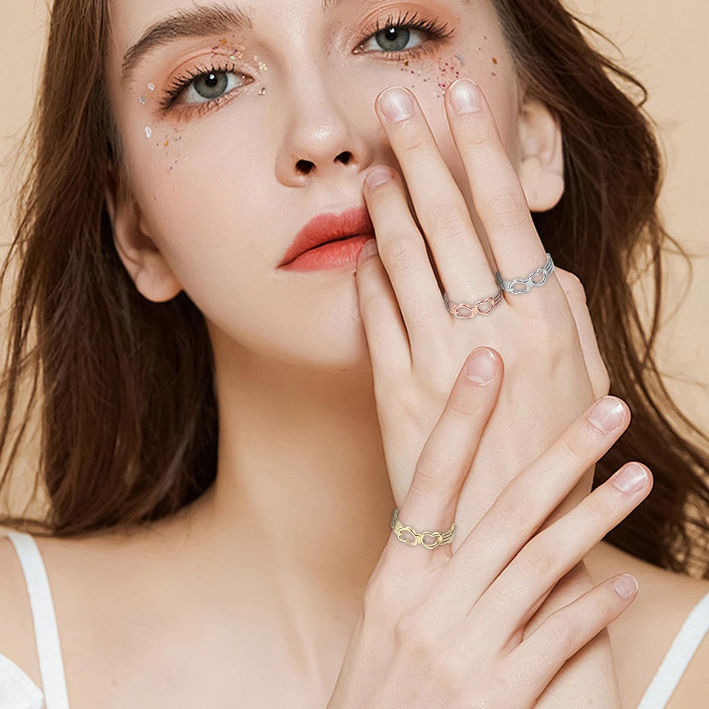 BioMag 3Pcs Copper Rings for Women, 99.99% Pure Copper Magnetic Lymphatic Drainage Rings Thumb Rings with Magnets, Adjustable Jewelry Gift with Box