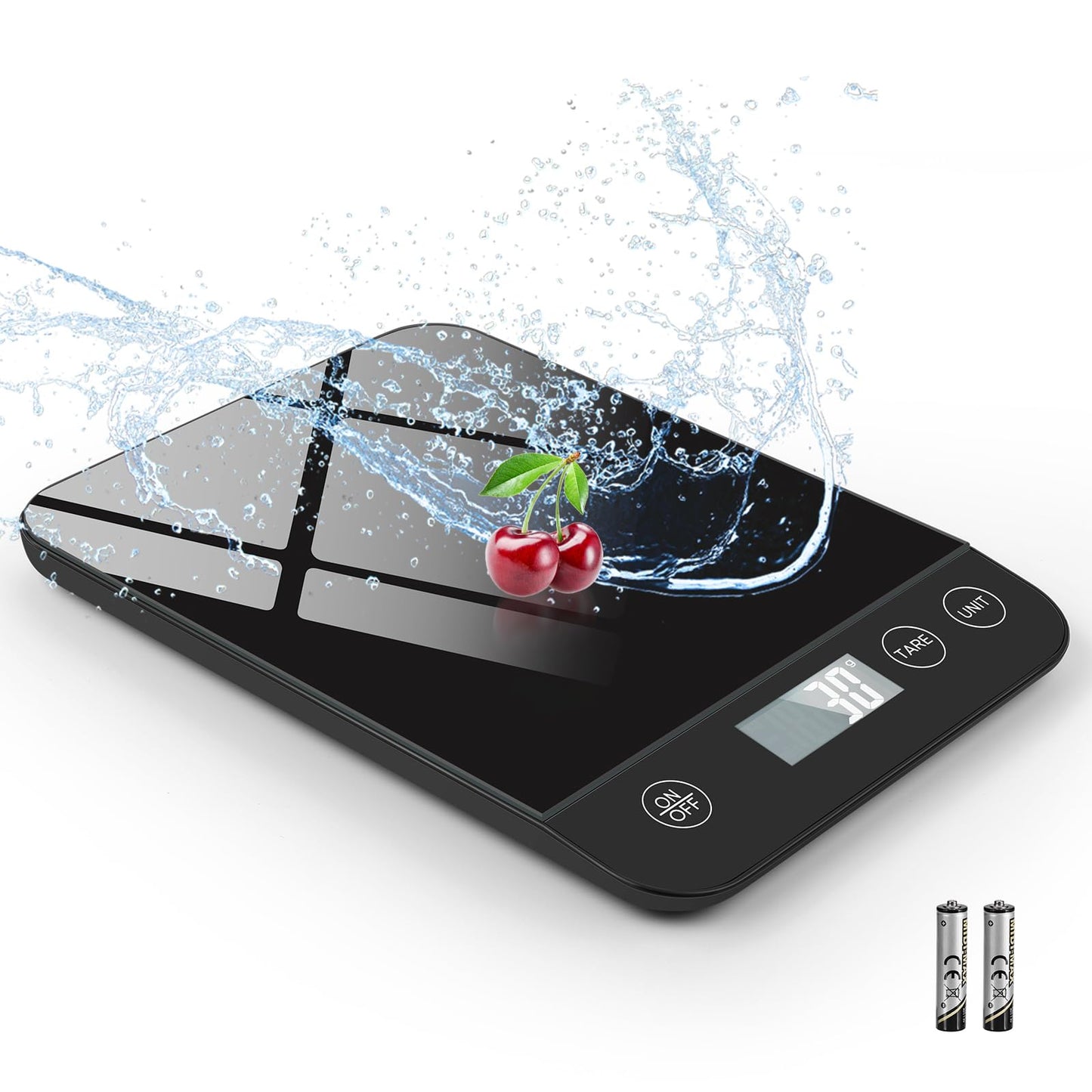 Digital Kitchen Scale, 22lb Capacity, Tempered Glass, Easy Tare Function, Large LCD Display, Perfect for Cooking, Baking and Meal Prep