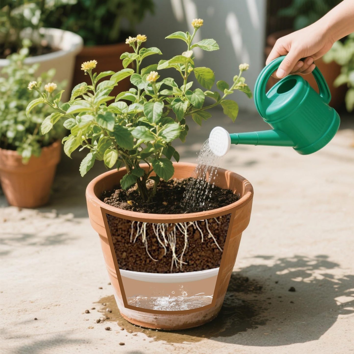 SnowTing 2 PCS Planter Insert for Large Pots, 8.66'' & 11'' Round Tall Flower Pot Liners with Drainage Holes, White Plastic Planter Inserts to Save Potting Soil for Indoor & Outdoor Use