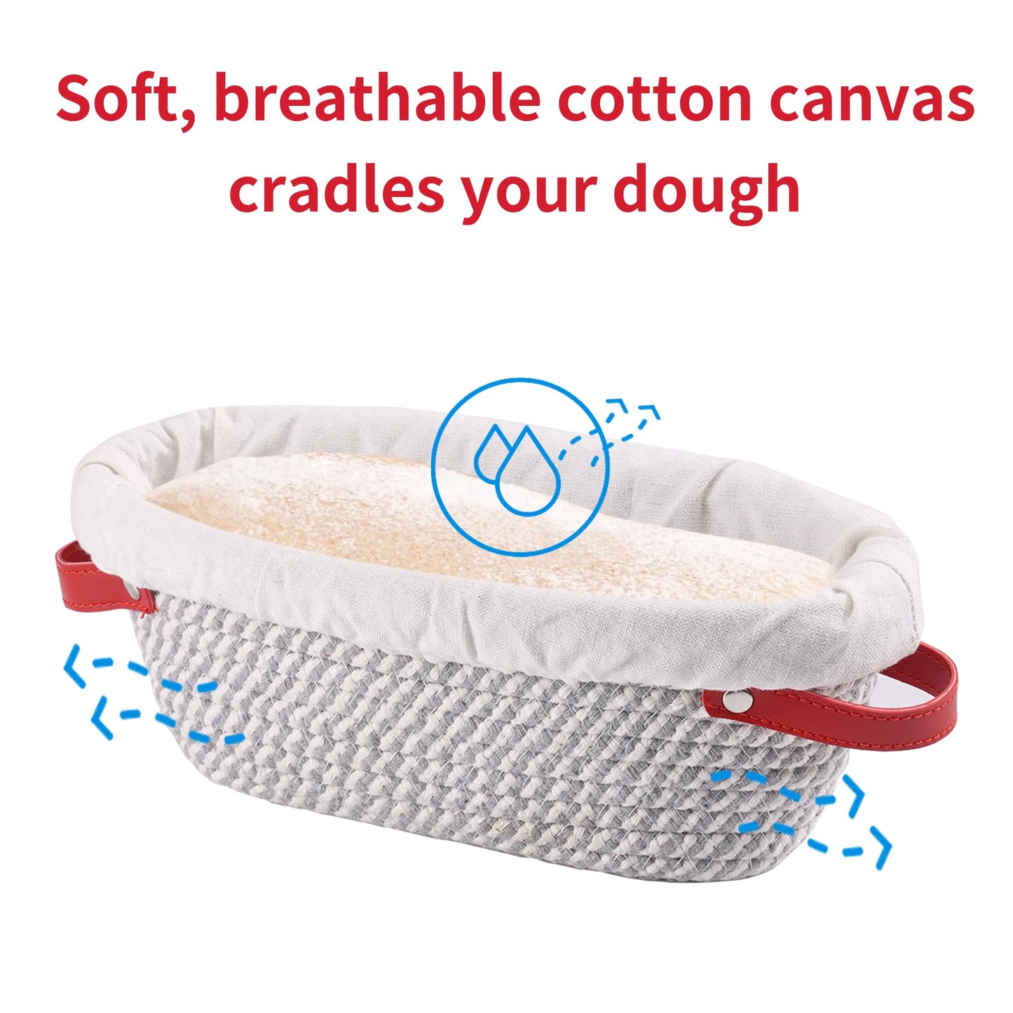 Banneton Bread Proofing Basket - Oval & Round Sourdough Bread Baskets Set - With Liner & Cloth Cover - For Bread Storage (Grey & Khaki Set) - Cotton Rope - Mother's Gifts