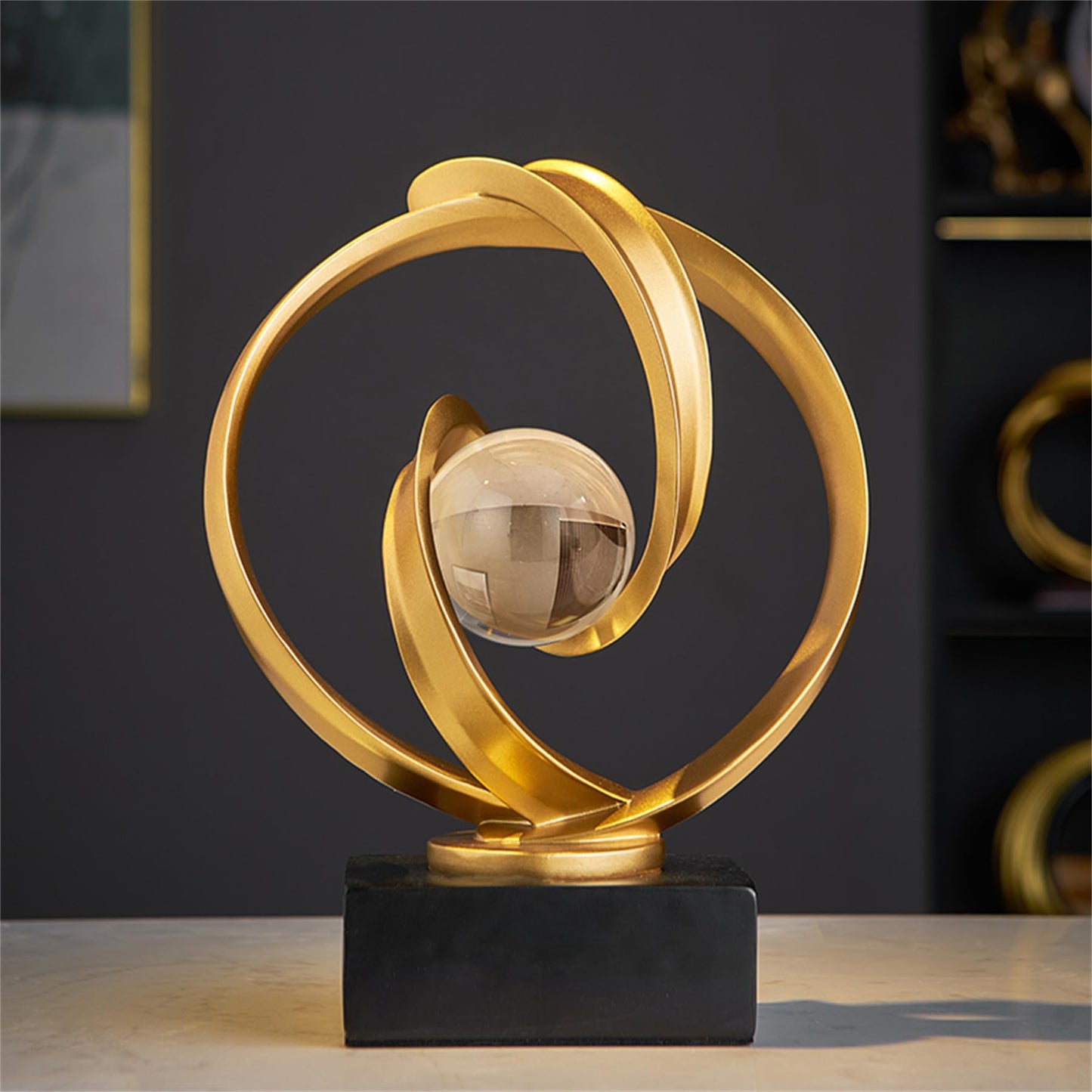 AWNR Gold Abstract Sculpture House Decor Aesthetic - Home Décor Accents for Nightstand, Shelves, Dining Room, Entryway Table, Office, Desk Accessories