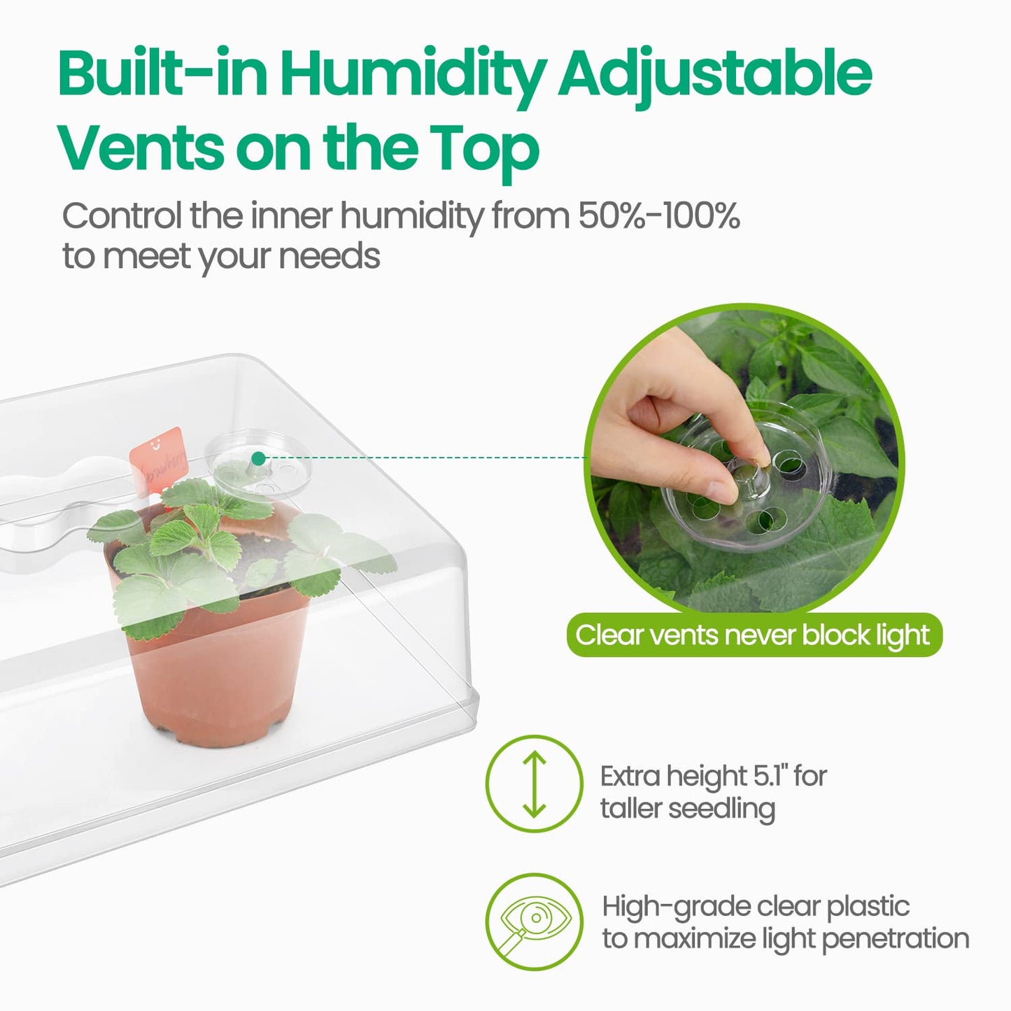 SOLIGT 2 Set 60-Cell Seed Starter Kit - Strong Seed Trays with Humidity Domes, Cell Trays and Seedling Heat Mats - Cloning, Propagation and Germination Station