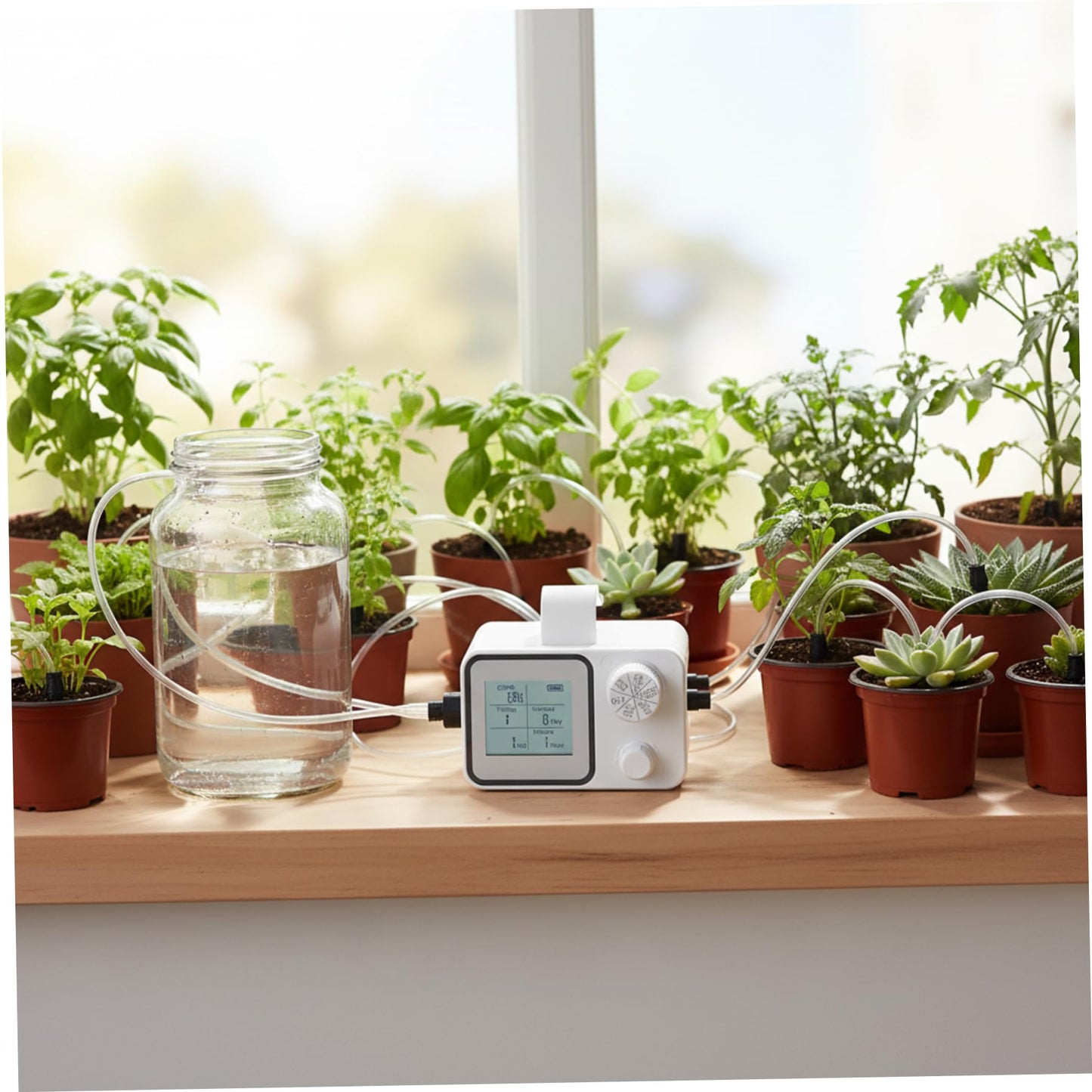 Automatic Watering System, Programmable Plant Watering Devices with LCD Display for Indoor Houseplants, Smart Drip Irrigation Kit Supports Up to 15 Plants Automatic System