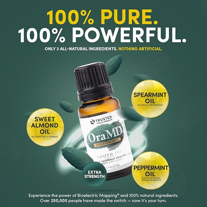 OraMD 4-in-1 Extra Strength Tooth Oil - Clinically Tested Gum Disease Treatment, Gingivitis Treatment and Sensitive Teeth and Gums - All-Natural (2 Pack)