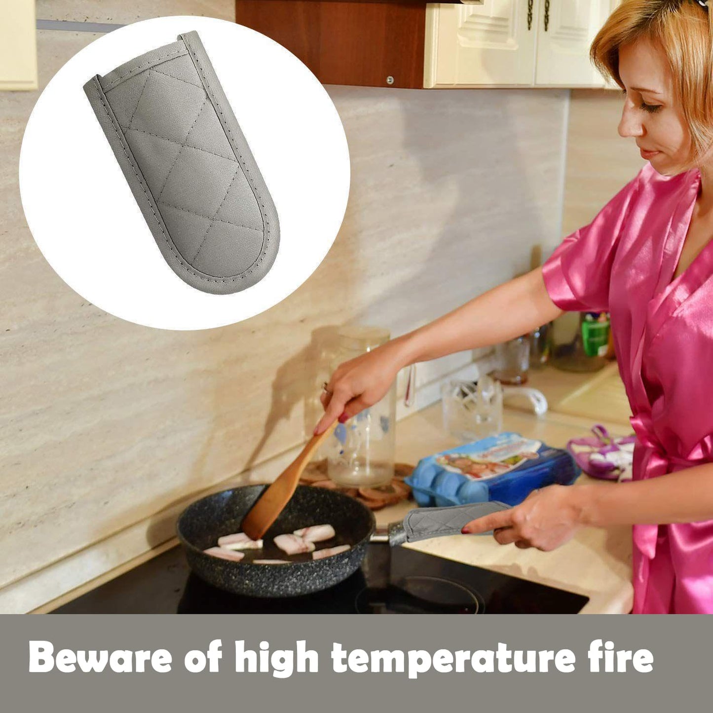 Patelai 4 Pcs Cast Iron Skillet Handle Covers, Pot Handle Covers Heat Resistant, Hot Pan Sleeve Skillet Mitt Holder Non Slip for Kitchen Cooking BBQ and Baking Cookware Tools