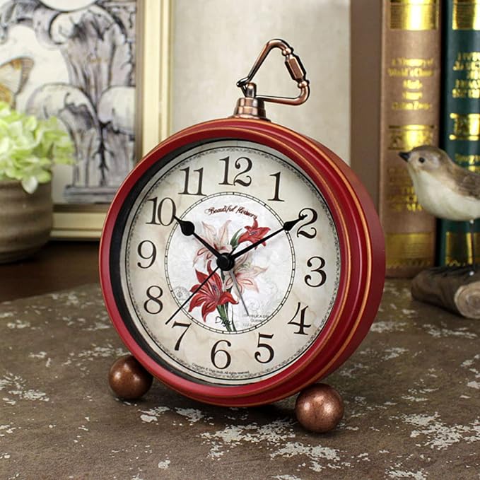 Maxspace Classic Vintage Clock - Elegant and Decorative Analog Clock,Silent Non-Ticking Clocks with Distressed Metal Frame for Office, Living Room or Bedroom