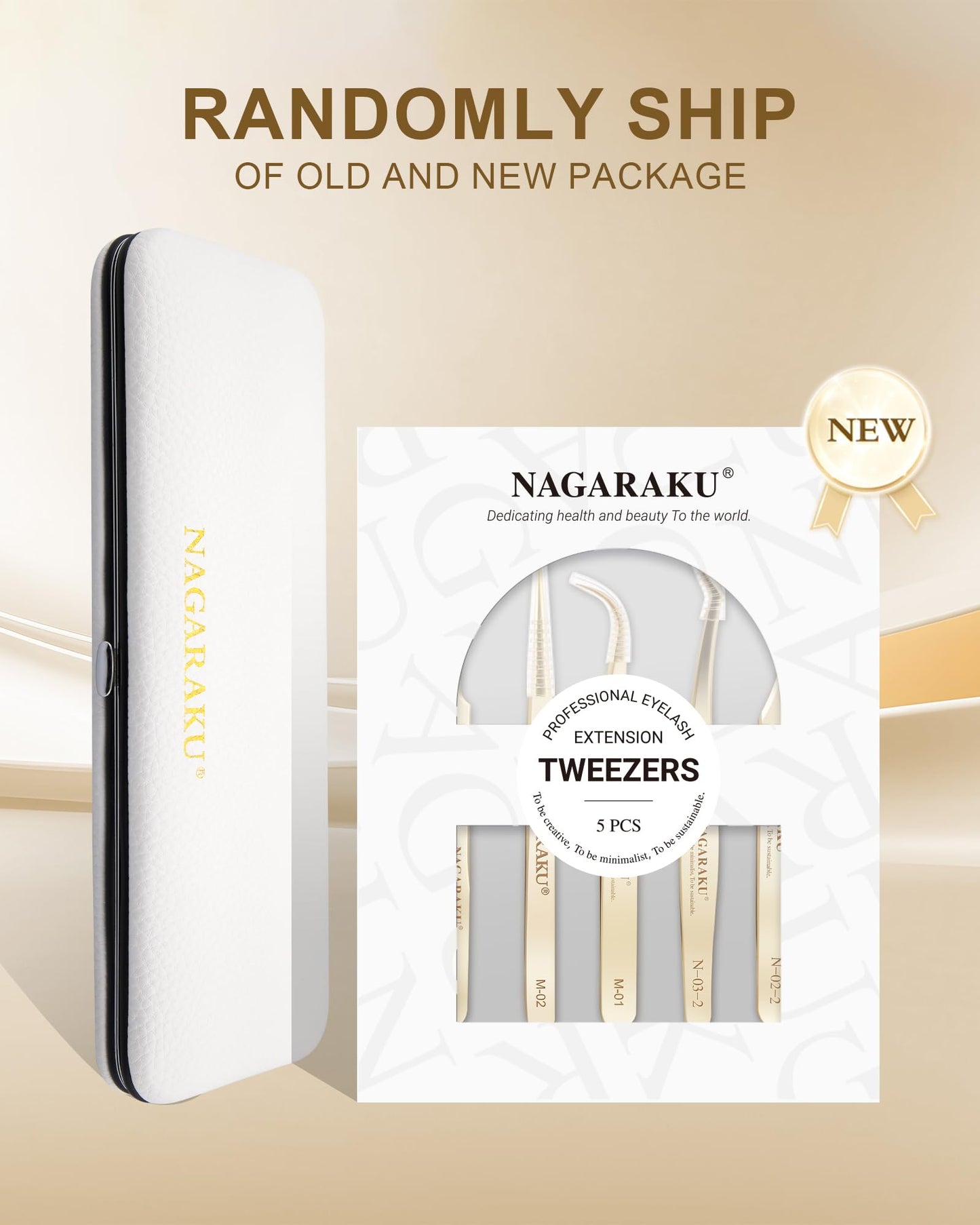 NAGARAKU Professional Eyelash Extension Tweezers, Precision Tip Stainless Steel Lash Tool Straight & Curved for Individual & Volume for Salon & Personal Use, 5 PCS Tweezers Set Easy Fanning with Case