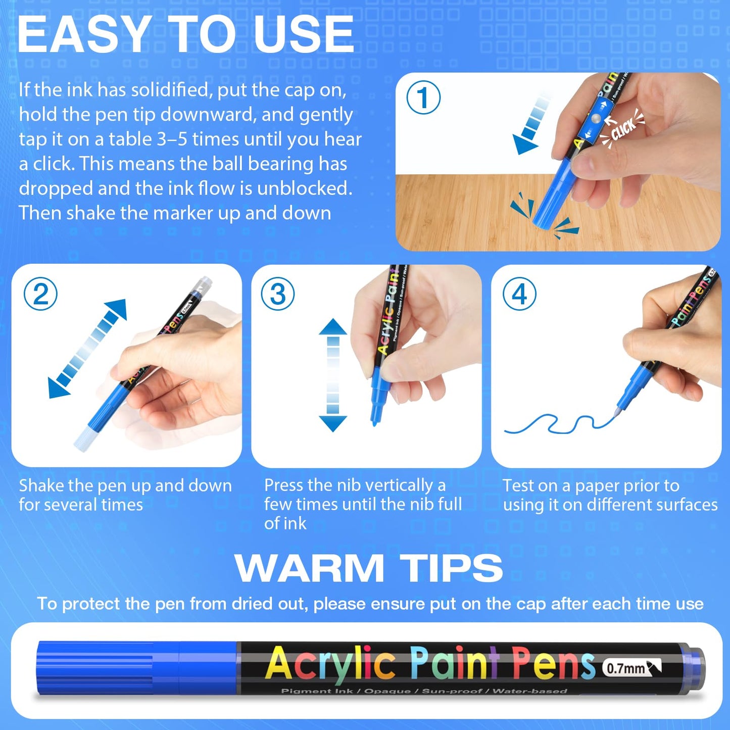 JR.WHITE Extra Fine Tip Acrylic Paint Pens Markers Set of 18: 0.7mm Fine Tip for Easter Eggs Decorating, Rock Painting, Glass, Wood, Ceramic – Easter Crafts, Scrapbooking Supplies, Drawing Art Crafts
