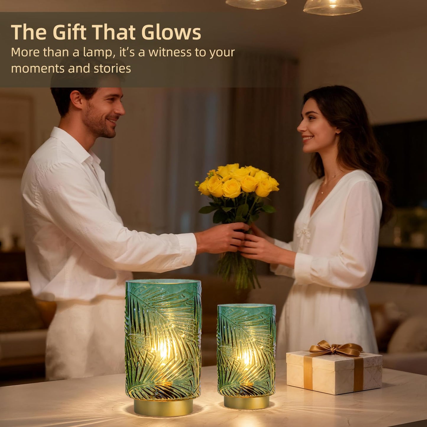 Battery Operated Table Lamp, Cordless Lamps for Home Décor, Nightlight with LED Bulb with Timer for Living Room Bedroom Tabletop Entryway Centerpiece Gift(S Green)