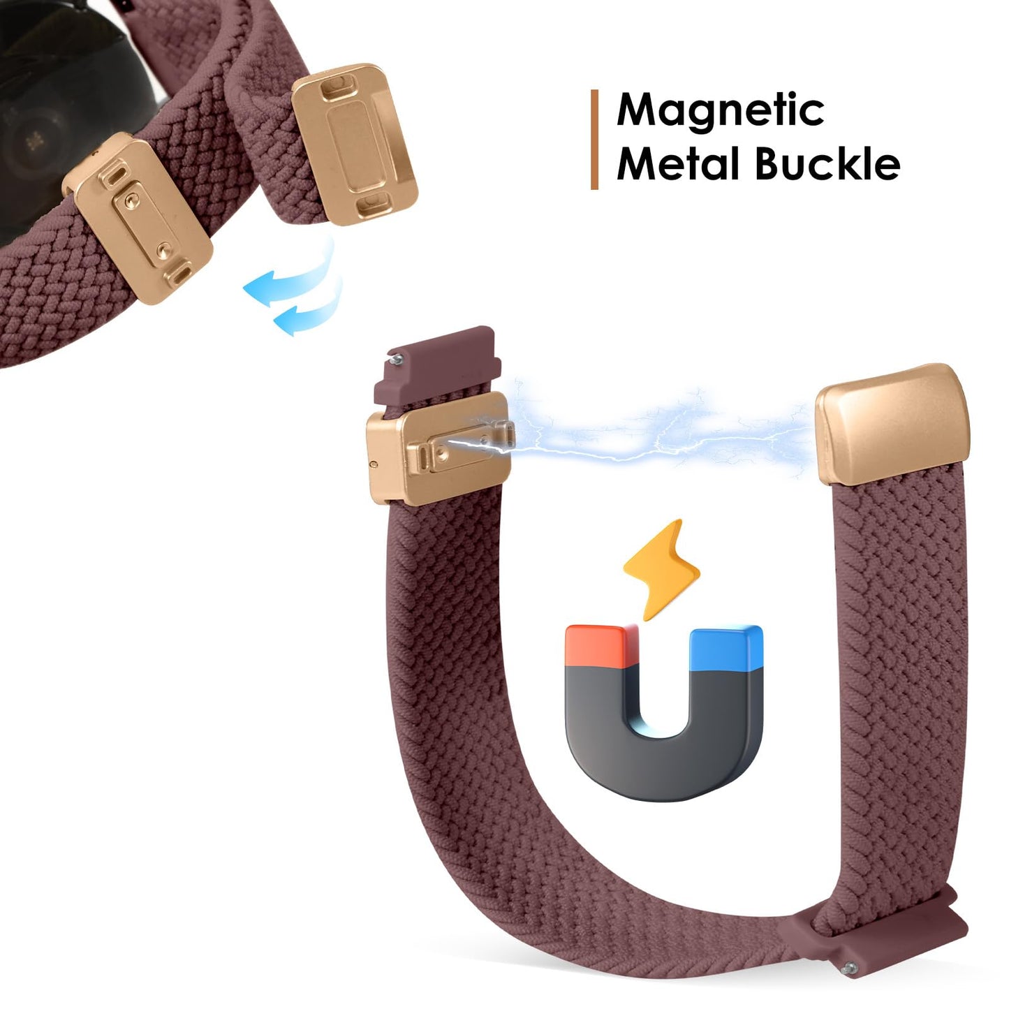 SIMYYO Nylon Magnetic Bands Quick Release Braided Nylon Watch Bands Stretchy Sport Replacement Strap for Men and Women 18mm 19mm 20mm 22mm