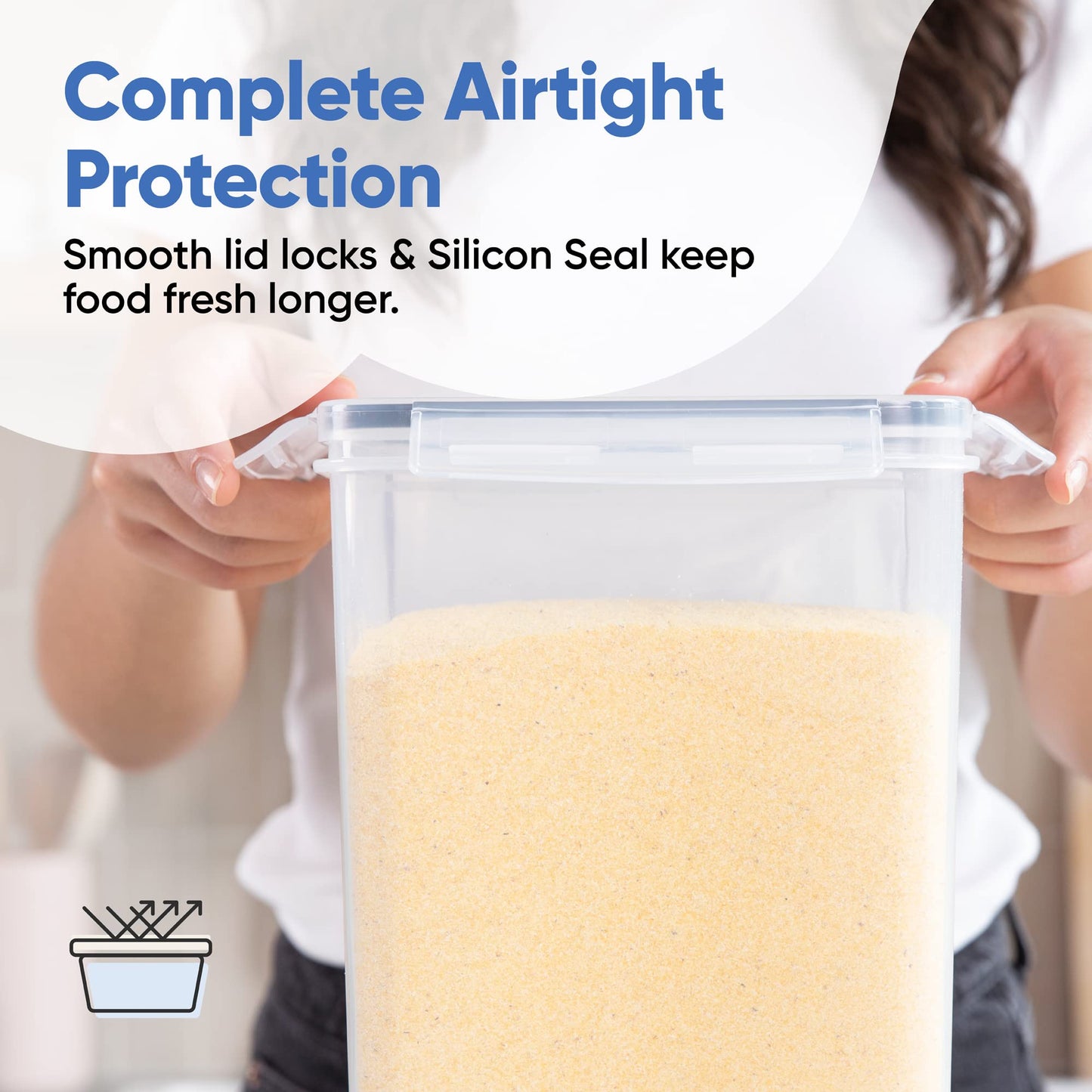 Chef's Path Extra Large Airtight Food Storage Containers with Lids, Pack of 2, 6.5L, 220Oz, Airtight Kitchen and Pantry Bulk Canisters for Flour, Sugar, Rice, and Baking Supplies - Transparent