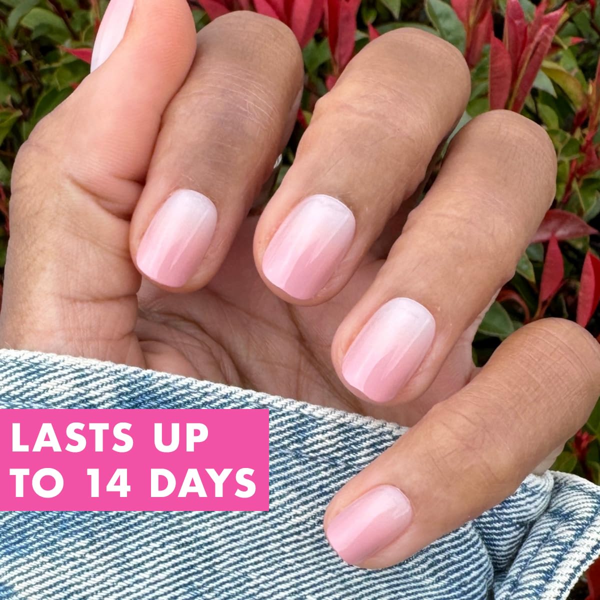 Olive & June Minimalist Instant Mani Press On Nails (Glue) | 42 Fake Nails, 21 Sizes | Non-Toxic, Long-Lasting Barely-There Look | Salon-Quality at Home | Extra Short, Squoval | HZ Syrup Gradient