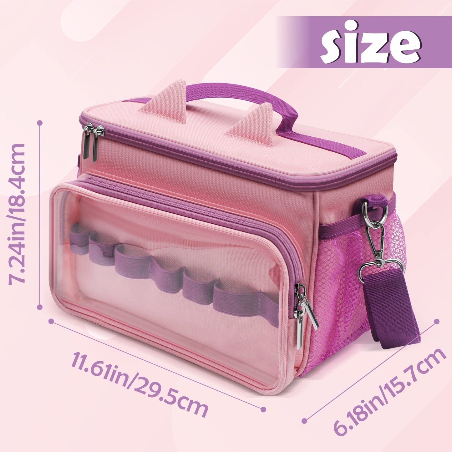 Sun3drucker Carrying Case for Toniebox 2/1,Carrying Travel Bag for Toniebox Starter Set and Tonie Figures, Toniebox 2 Audio Player Bundle Portable Storage Bag (Pink)