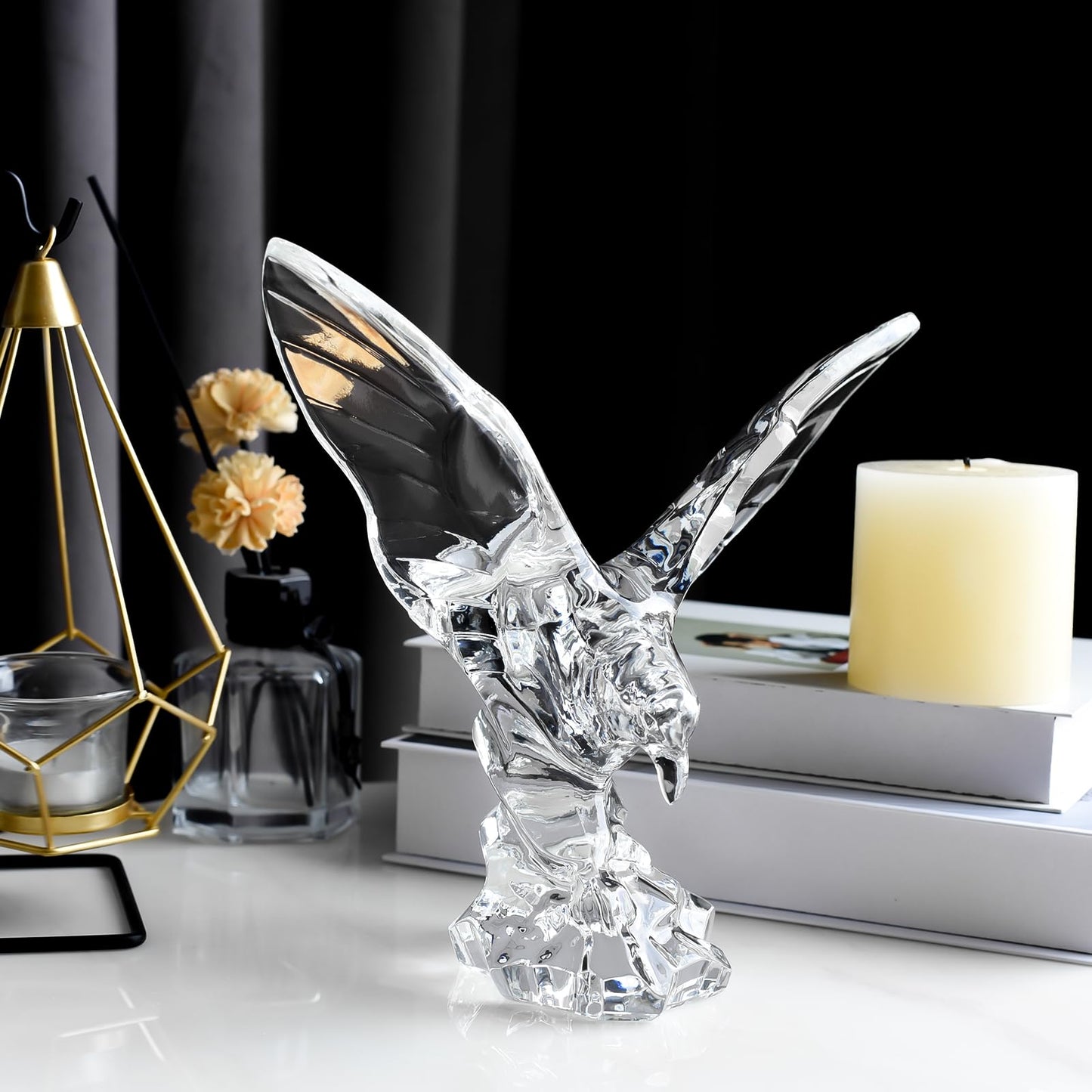 kitCom Crystal Bald Eagle Ornament,Crystal Eagle Modern Home Office Decor a Desktop Decor,Home Office Store Decoration Collection Gifts