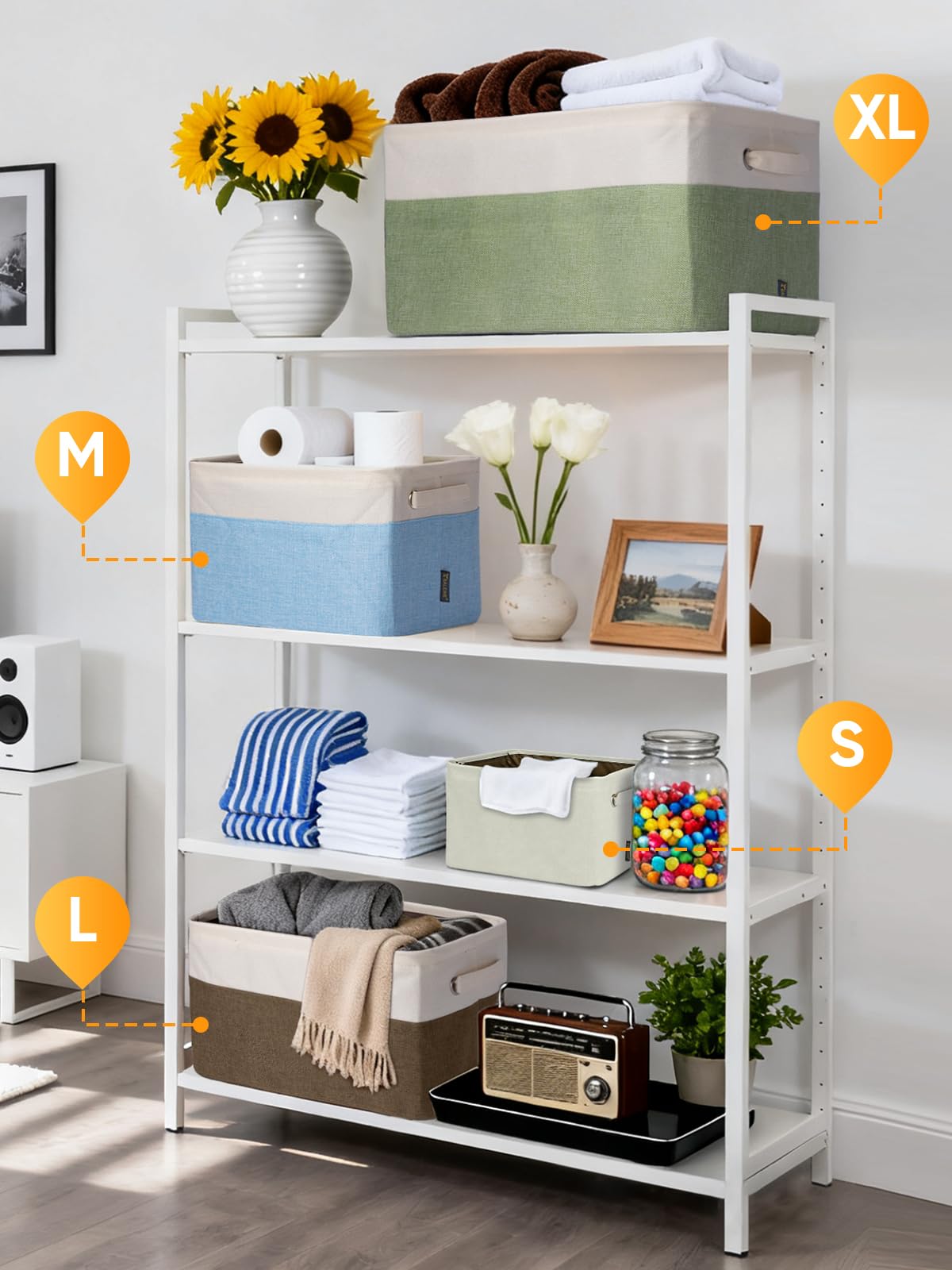 4 Pack Fabric Closet Storage Bins for Shelves (4 Count)